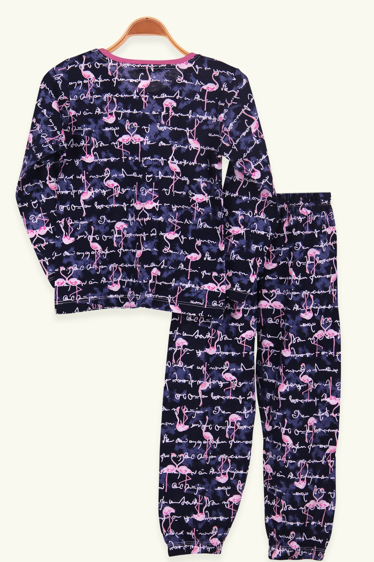 Breeze Kız Çocuk Pijama Takımı Flamingo Desenli Lacivert (6-10 Yaş)