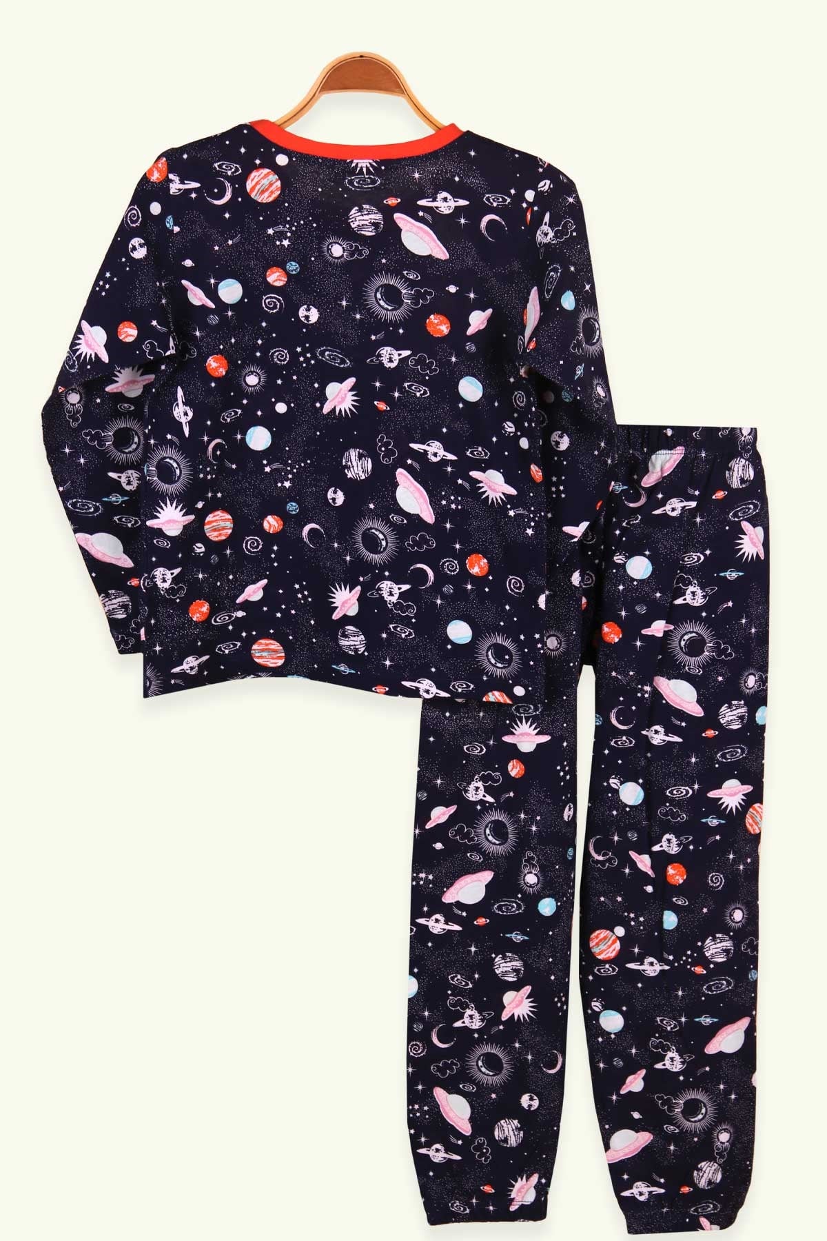 Breeze Kız Çocuk Pijama Takımı Galaksi Desenli Lacivert (6-10 Yaş)