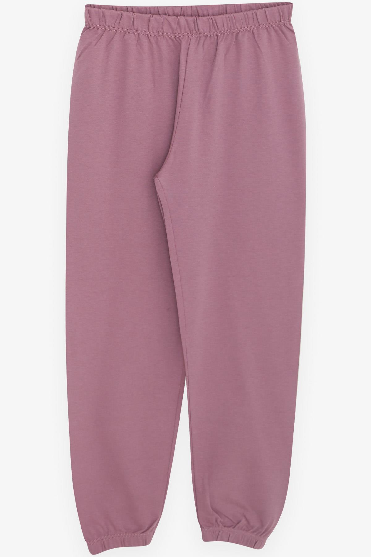 Breeze Kız Çocuk Pijama Takımı Gökyüzü Temalı Kalp Desenli Açık Lila (4-8 Yaş)