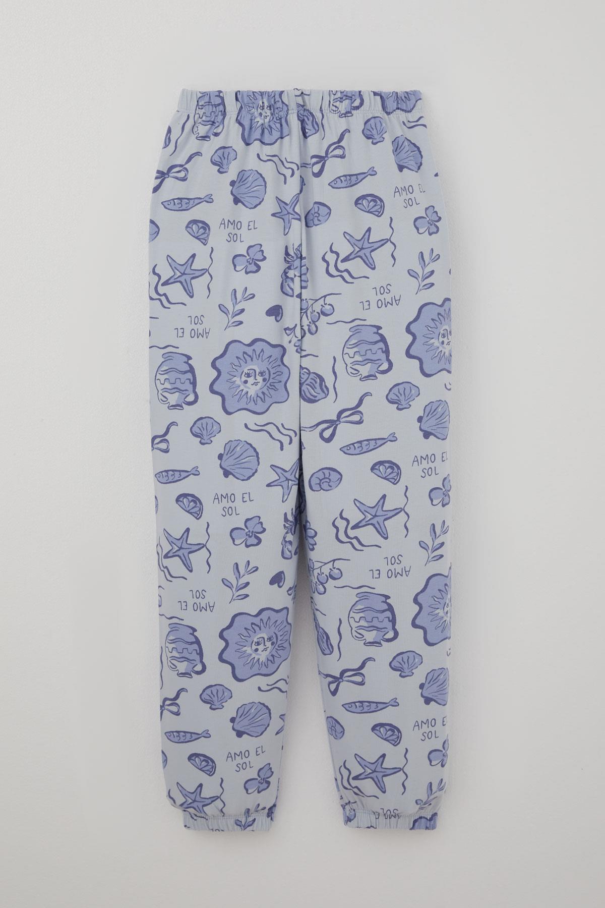 Breeze Kız Çocuk Pijama Takımı Güneşli Deniz Masalı Açık Mavi (4-8 Yaş)