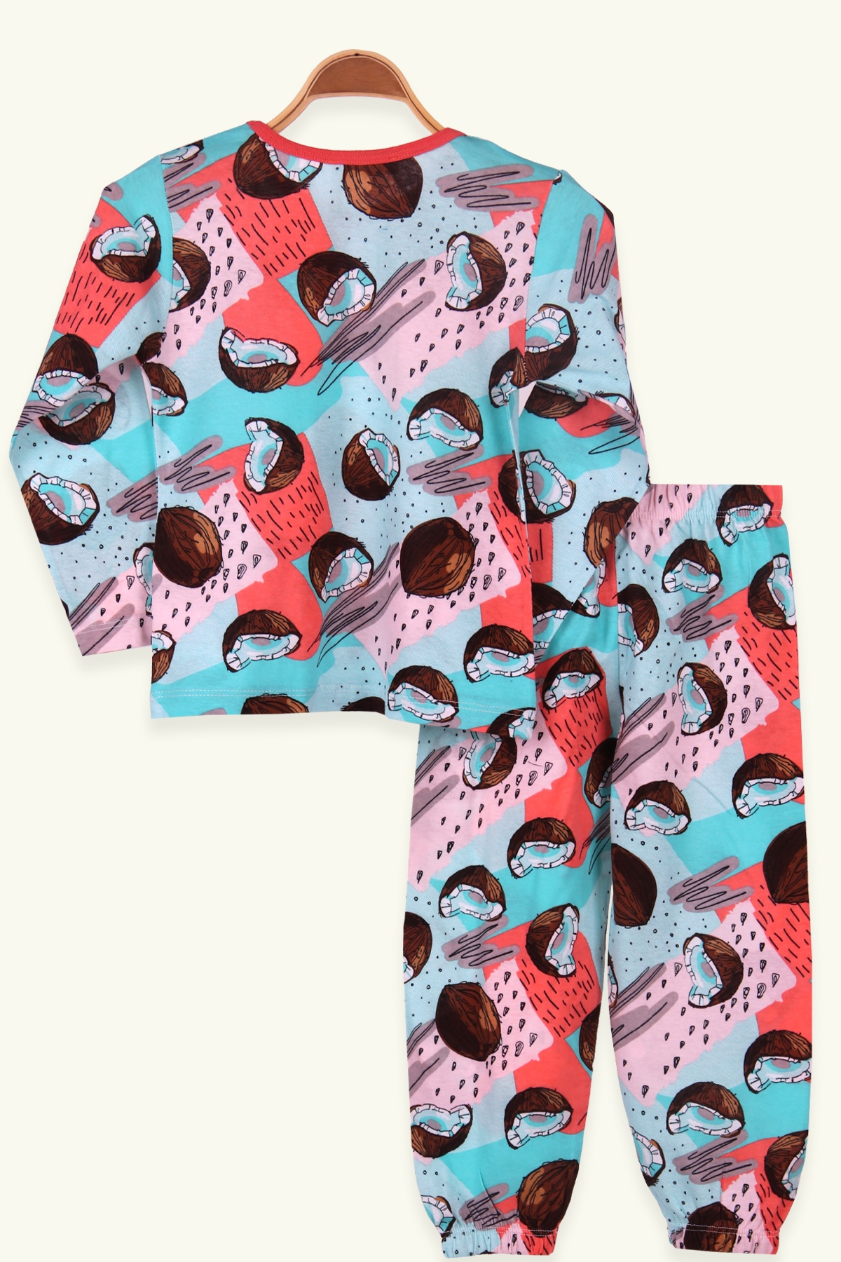 Breeze Kız Çocuk Pijama Takımı Hindistan Cevizi Desenli Mint Yeşili (4-8 Yaş)