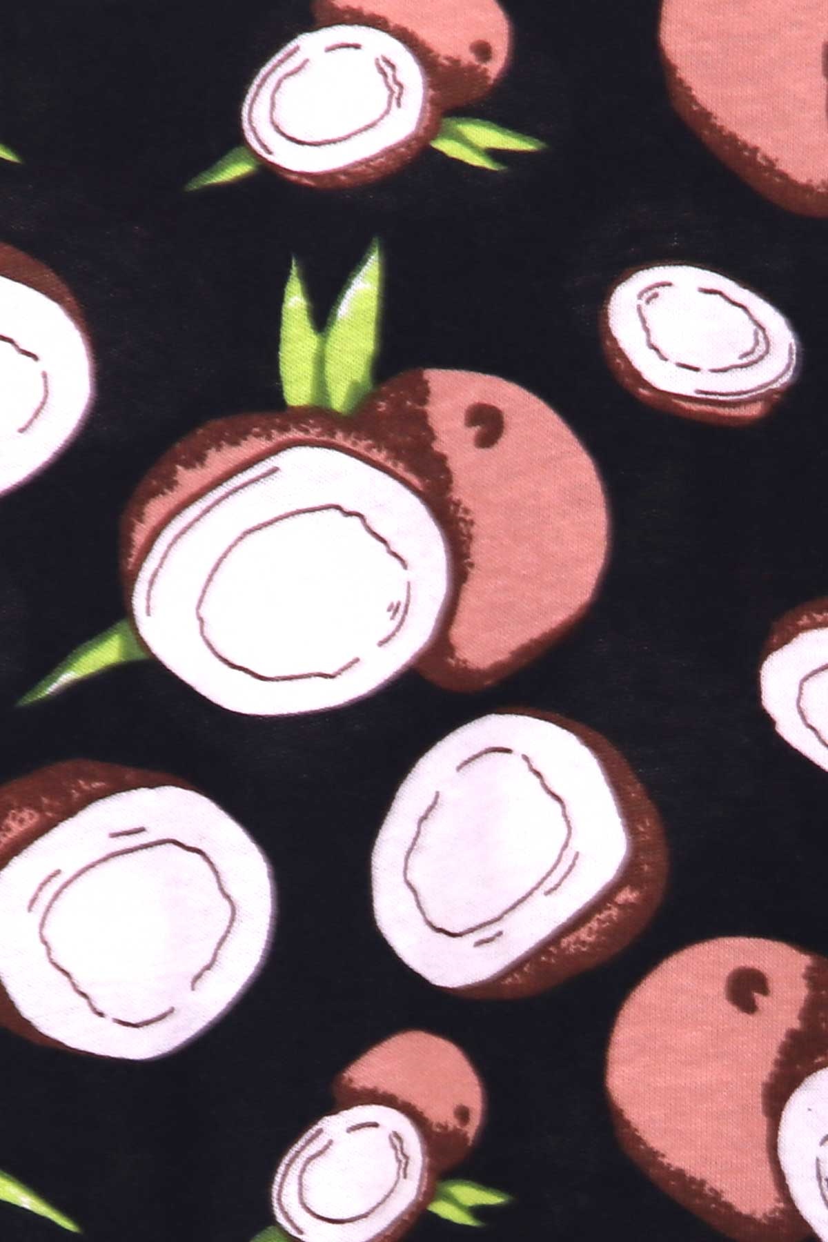 Breeze Kız Çocuk Pijama Takımı Hindistan Cevizi Desenli Lacivert (4-8 Yaş)
