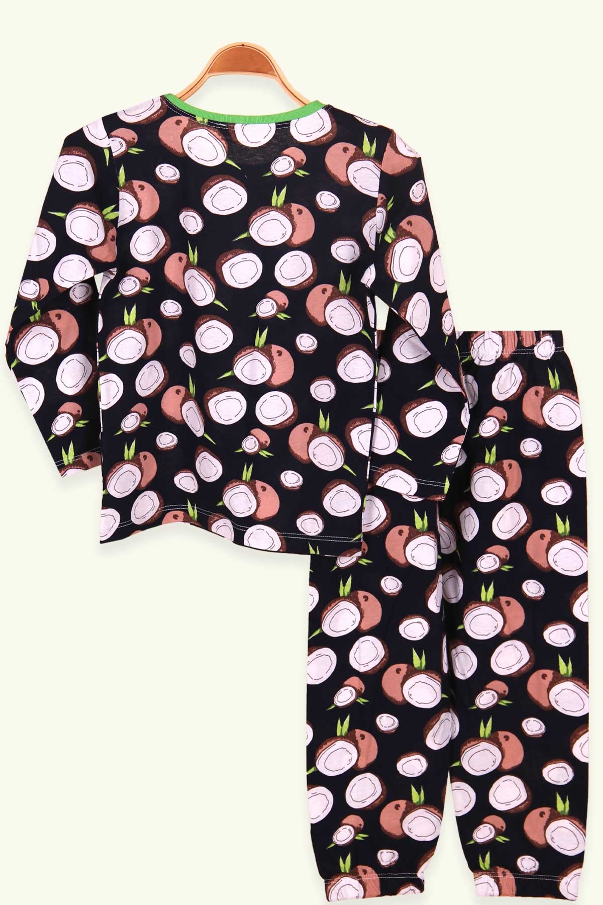 Breeze Kız Çocuk Pijama Takımı Hindistan Cevizi Desenli Lacivert (4-8 Yaş)