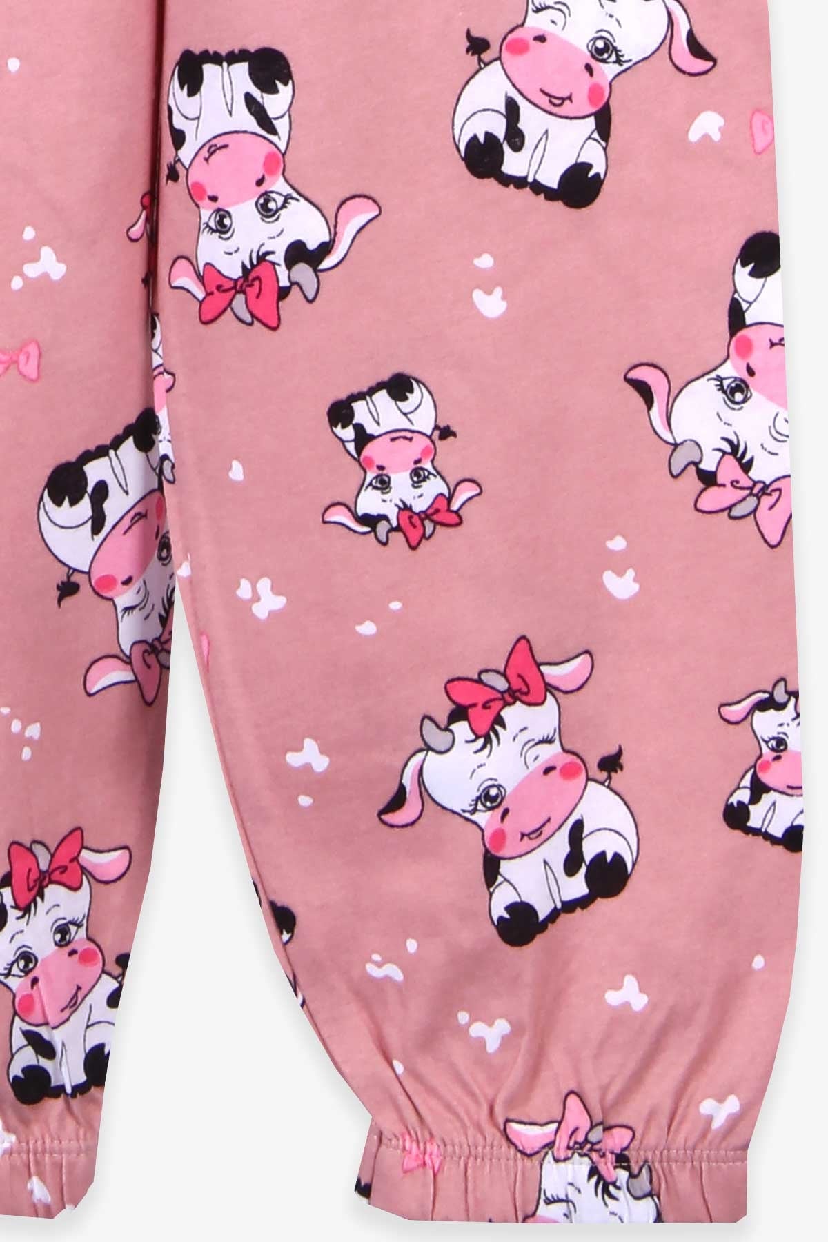 Breeze Kız Çocuk Pijama Takımı İnek Desenli Gülkurusu (4-8 Yaş)