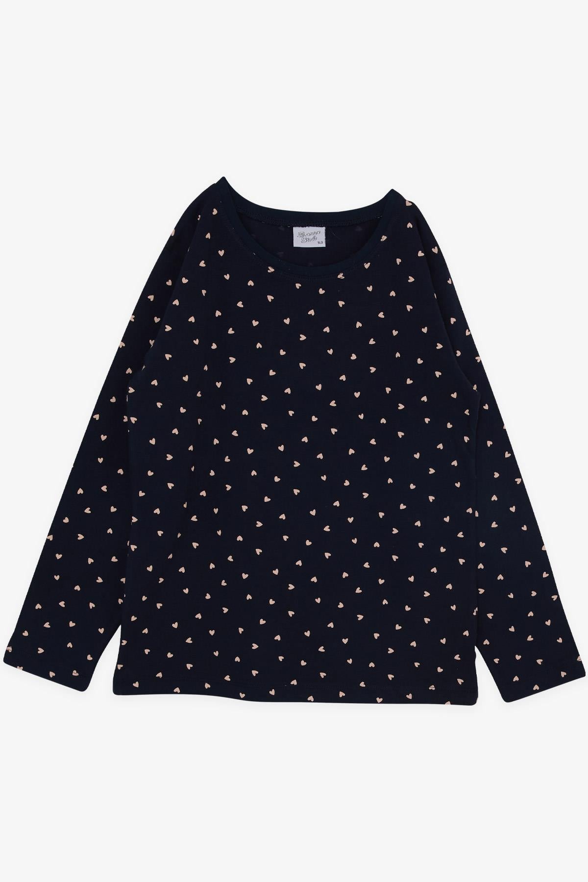 Breeze Kız Çocuk Pijama Takımı Kalp Desenli Lacivert (9-12 Yaş)