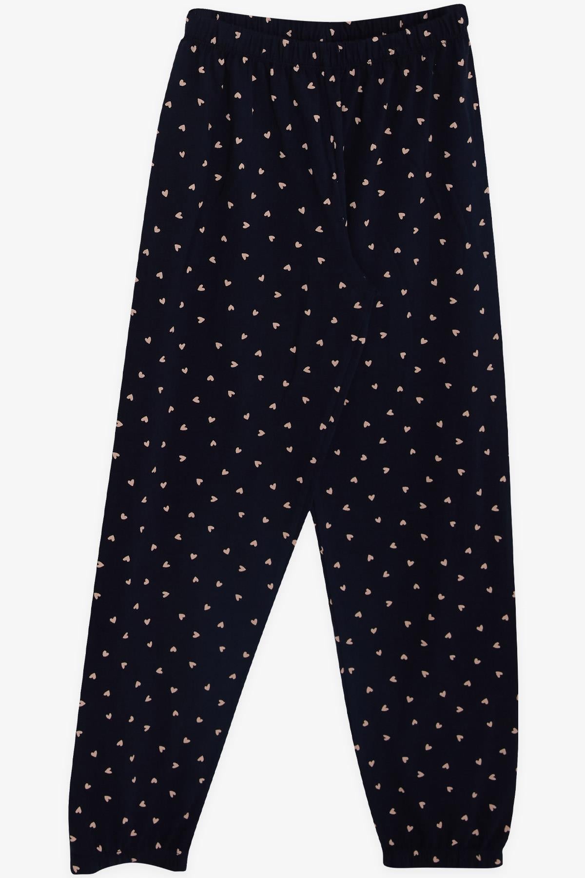 Breeze Kız Çocuk Pijama Takımı Kalp Desenli Lacivert (9-12 Yaş)