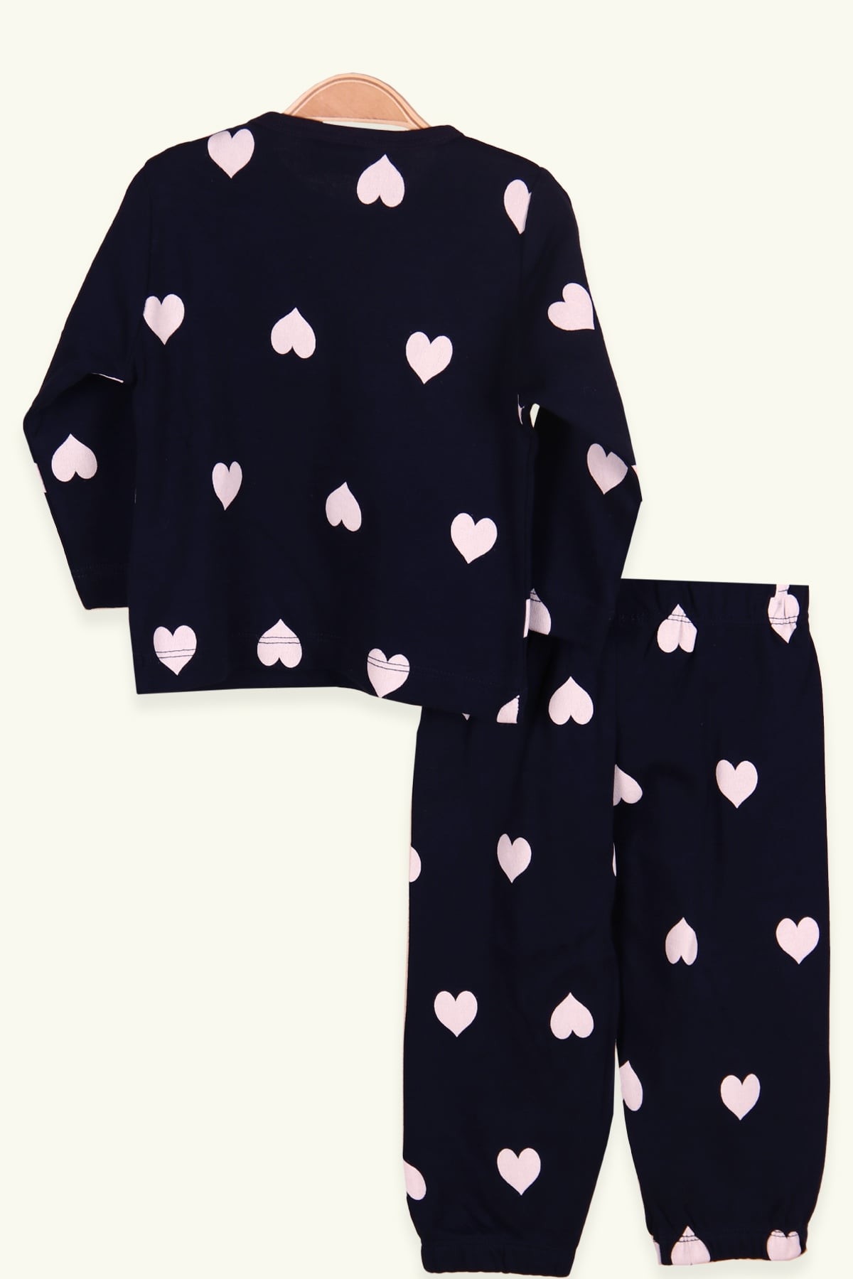 Breeze Kız Çocuk Pijama Takımı Kalp Desenli Lacivert (1-4 Yaş)
