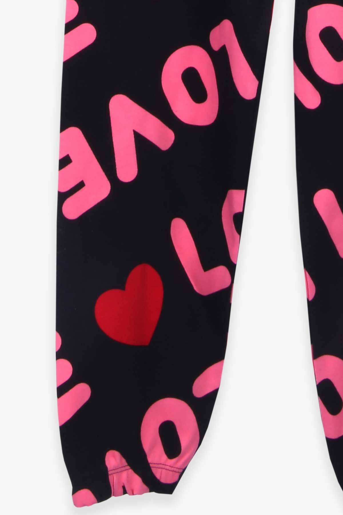 Breeze Kız Çocuk Pijama Takımı Kalpli Siyah (9-12 Yaş)
