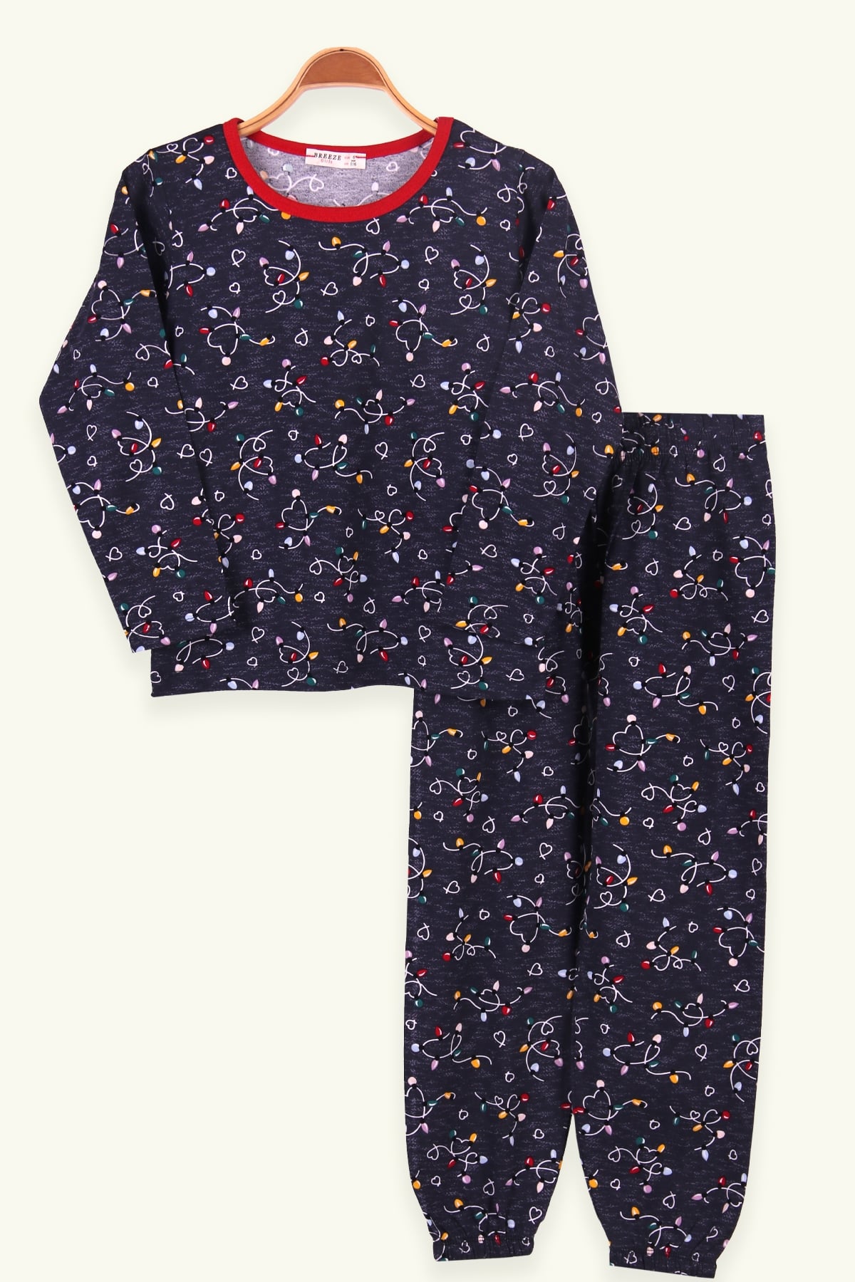 Breeze Kız Çocuk Pijama Takımı Kalpli Antrasit (6-10 Yaş)