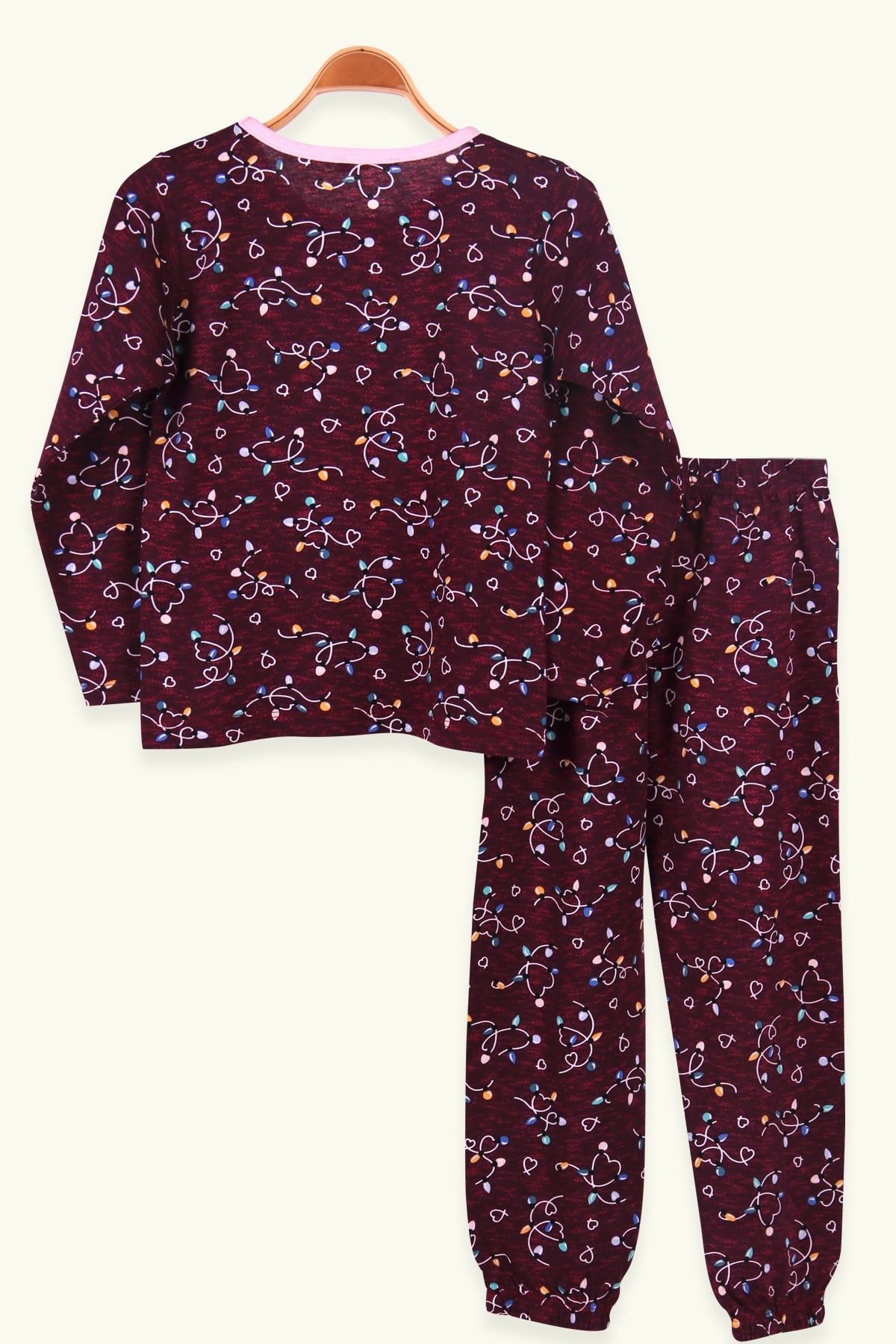 Breeze Kız Çocuk Pijama Takımı Kalpli Bordo (6-10 Yaş)