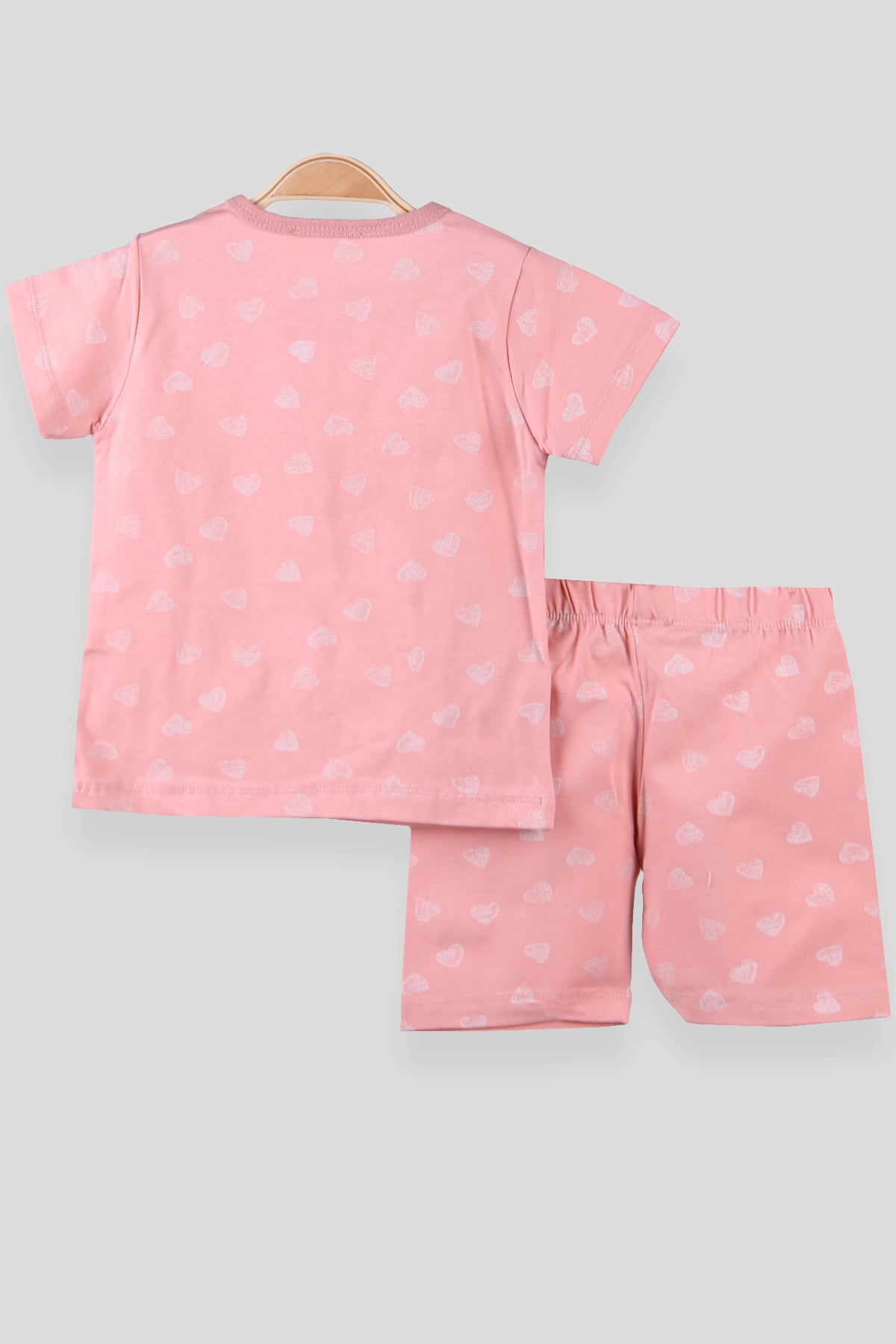 Breeze Kız Çocuk Pijama Takımı Kalpli Pudra (1-4 Yaş)