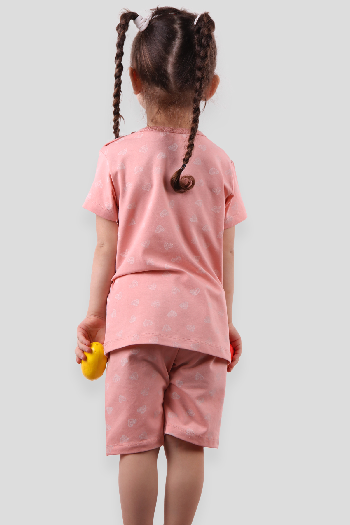 Breeze Kız Çocuk Pijama Takımı Kalpli Pudra (1-4 Yaş)