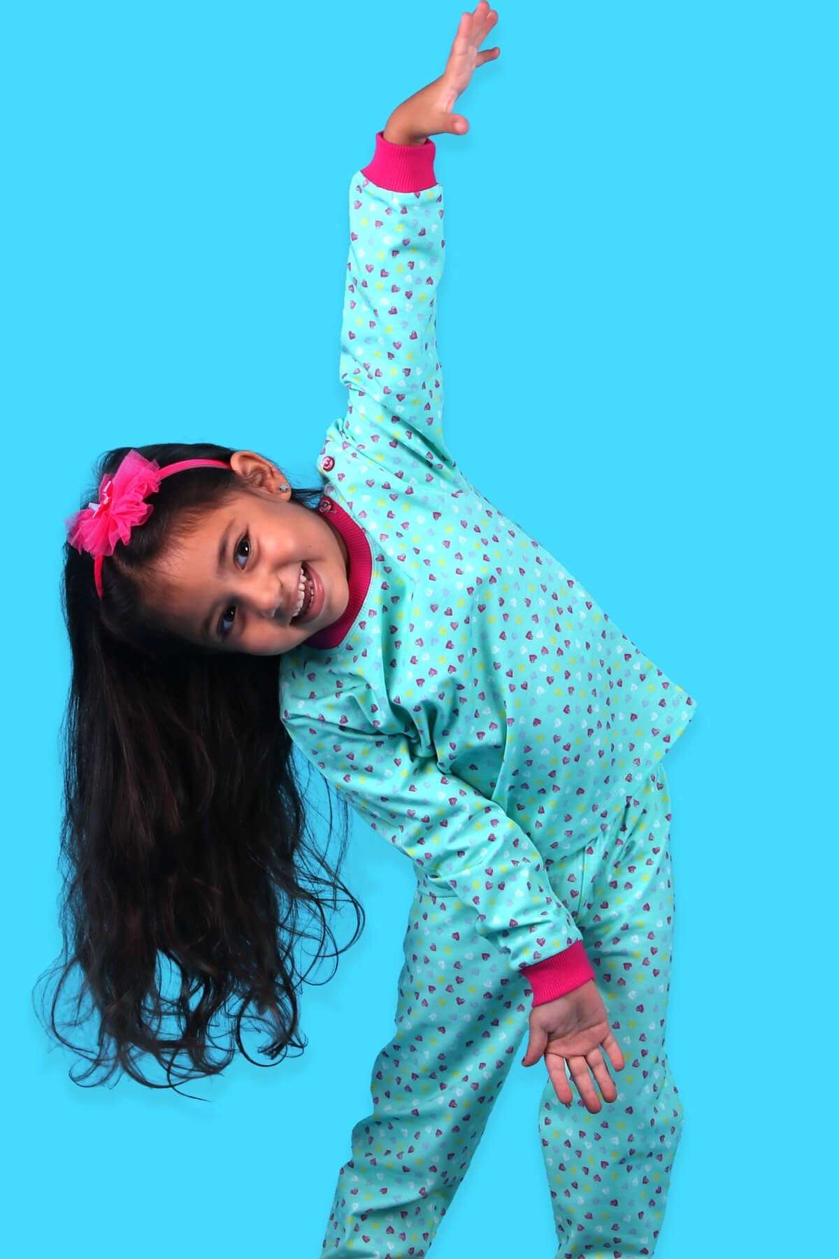 Breeze Kız Çocuk Pijama Takımı Kalpli Yeşil (1.5-5 Yaş)