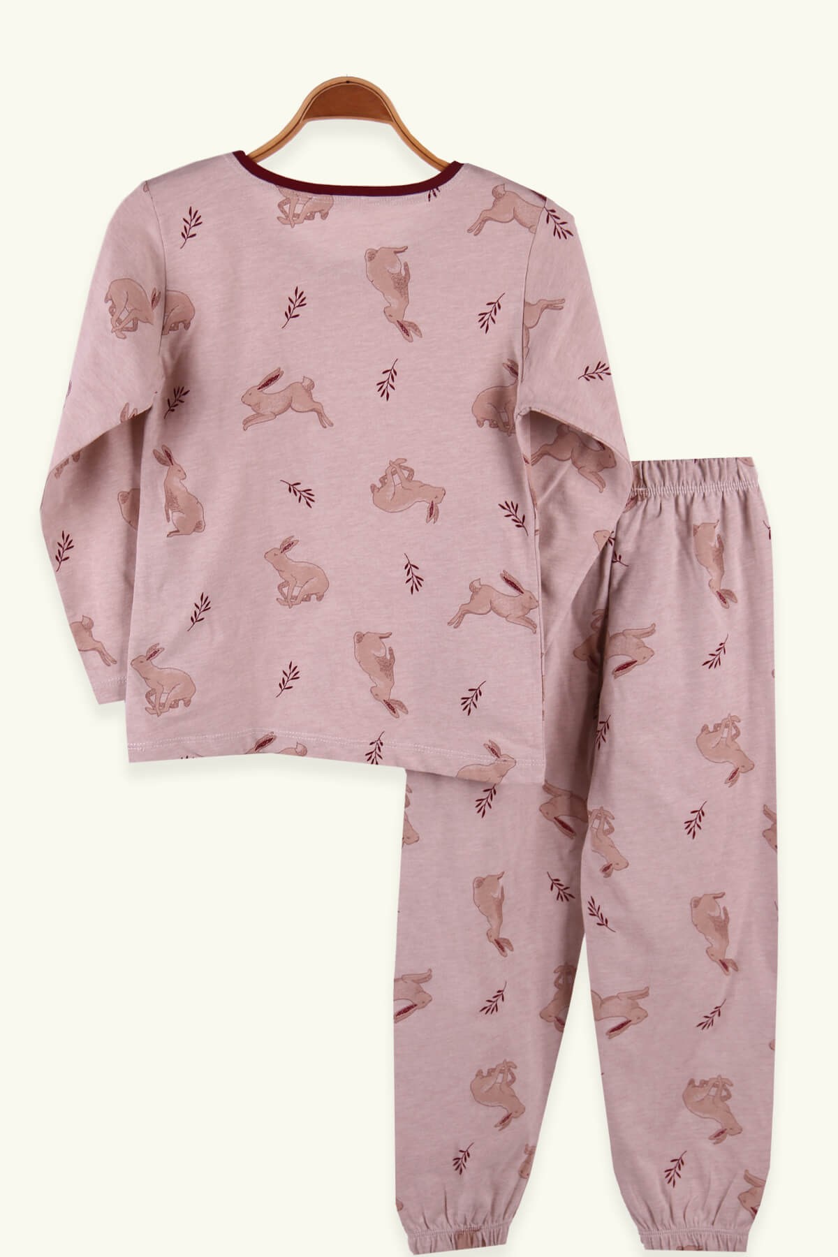 Breeze Kız Çocuk Pijama Takımı Kanguru Desenli Açık Kahverengi (6-10 Yaş)