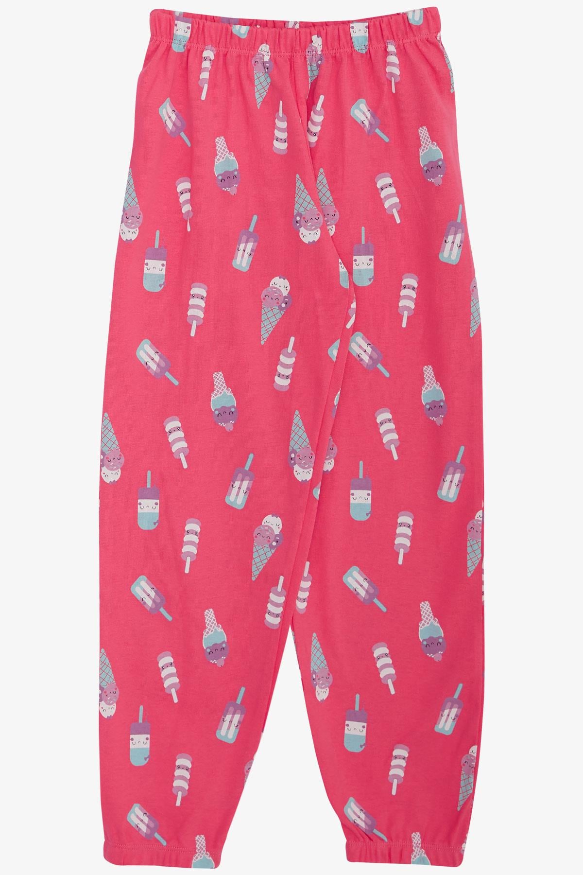 Breeze Kız Çocuk Pijama Takımı Kawaii Dondurma Desenli Mercan (4-8 Yaş)