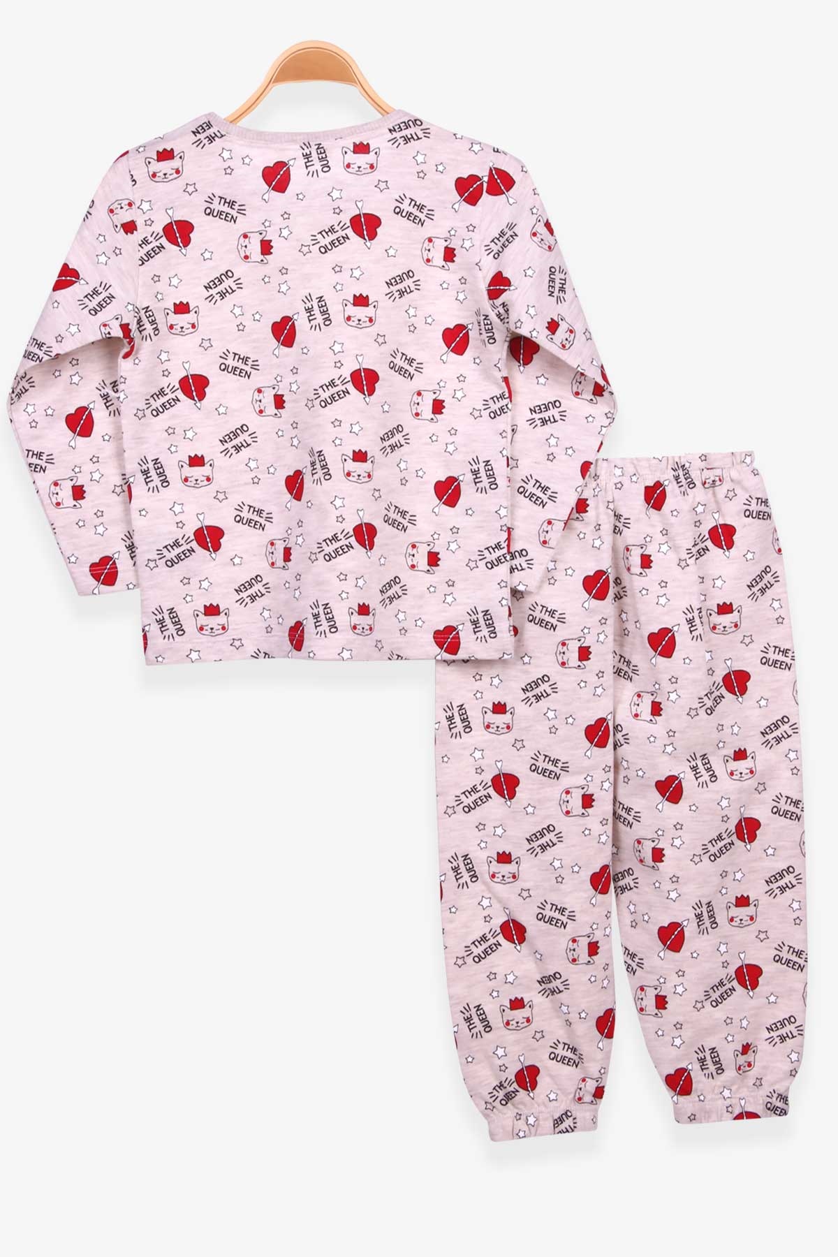 Breeze Kız Çocuk Pijama Takımı Kedi Desenli Bej (4-8 Yaş)
