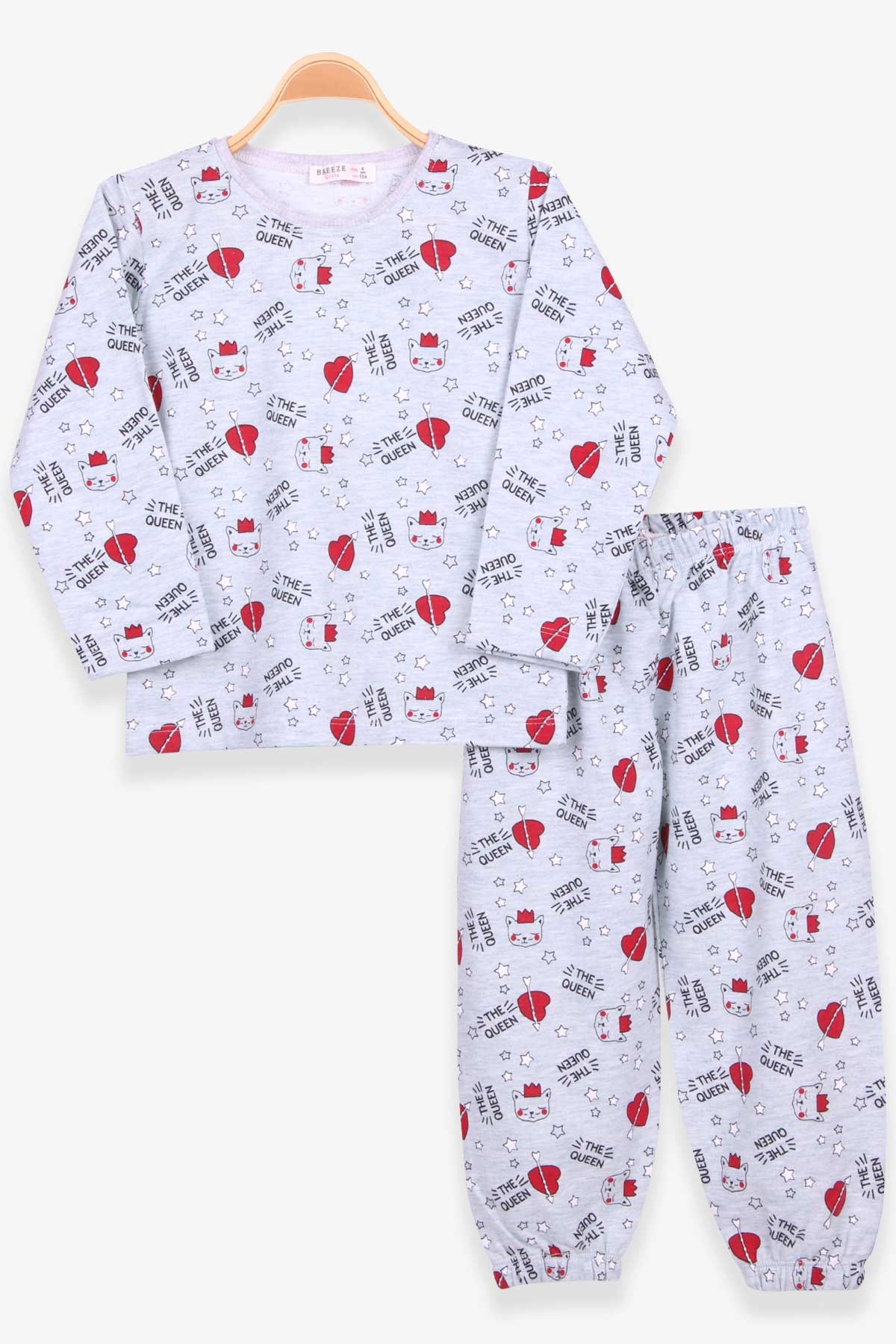 Breeze Kız Çocuk Pijama Takımı Kedi Desenli Mint Yeşili (4-8 Yaş)