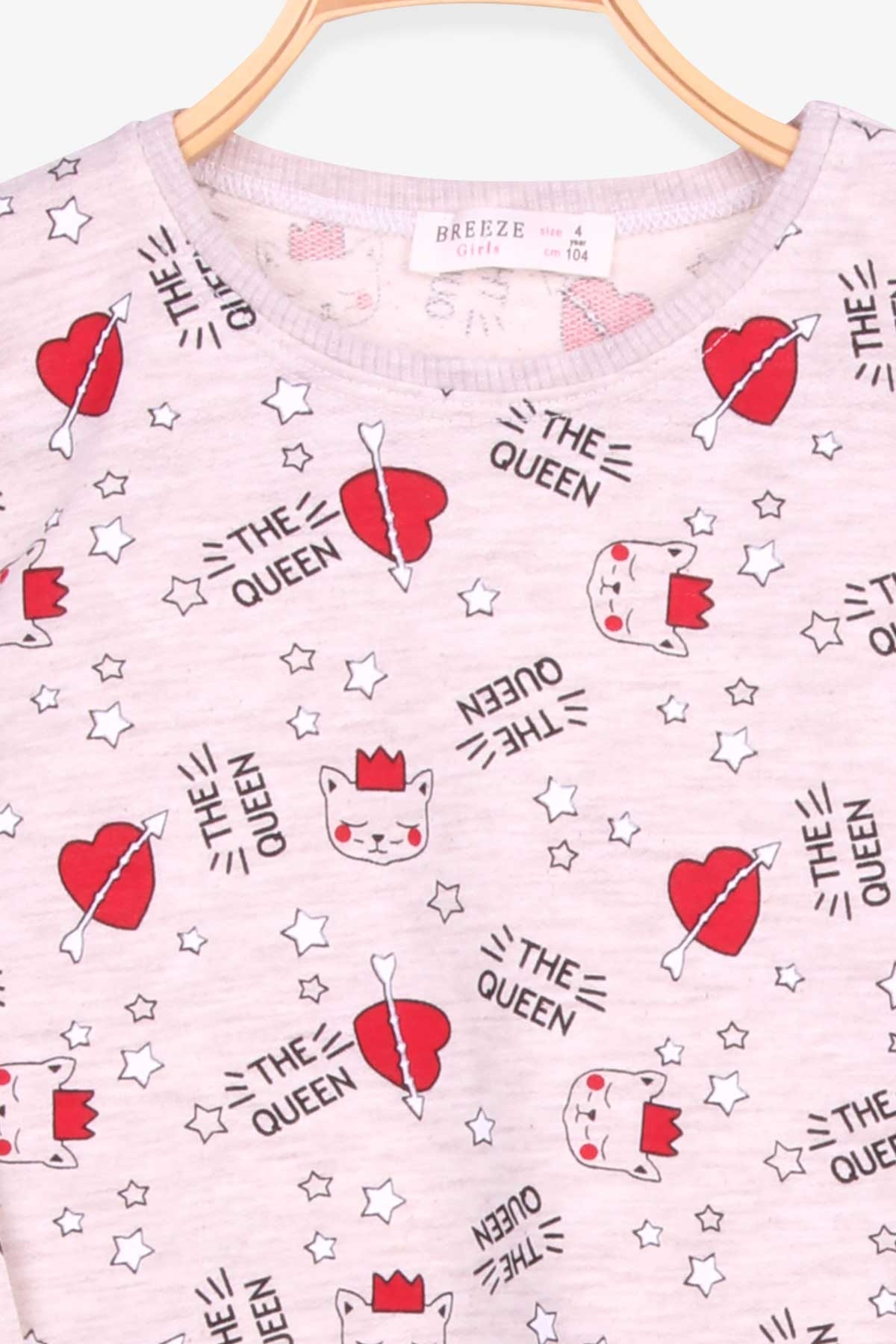 Breeze Kız Çocuk Pijama Takımı Kedi Desenli Bej (4-8 Yaş)