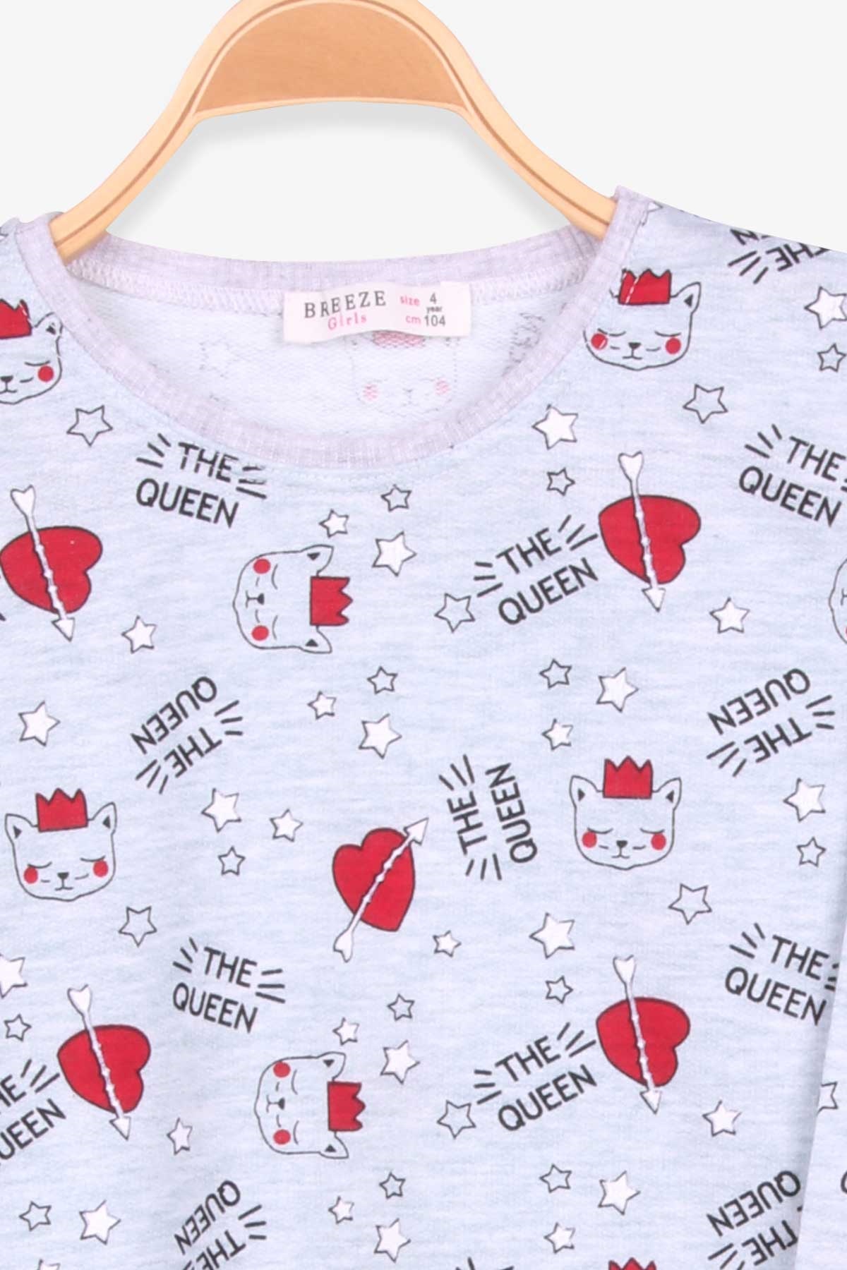Breeze Kız Çocuk Pijama Takımı Kedi Desenli Mint Yeşili (4-8 Yaş)
