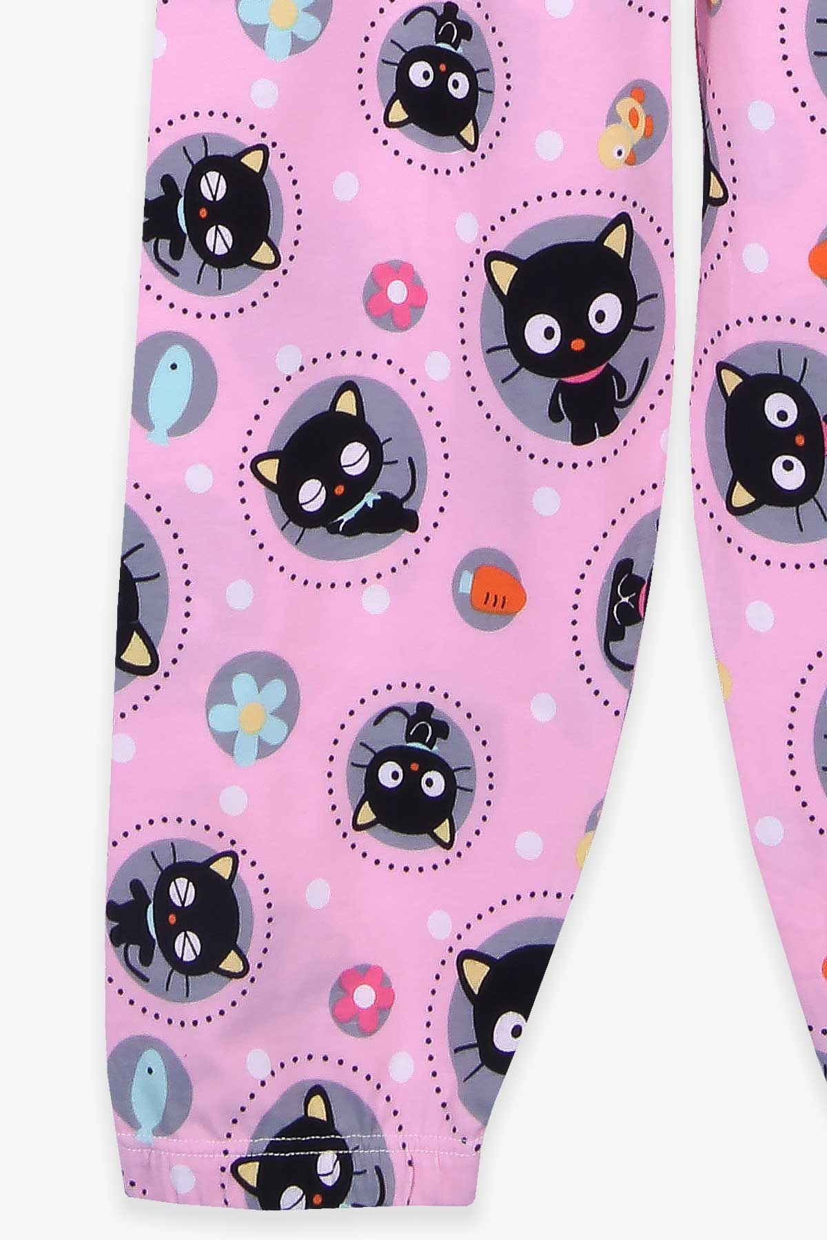 Breeze Kız Çocuk Pijama Takımı Kedili Pudra (4-8 Yaş)
