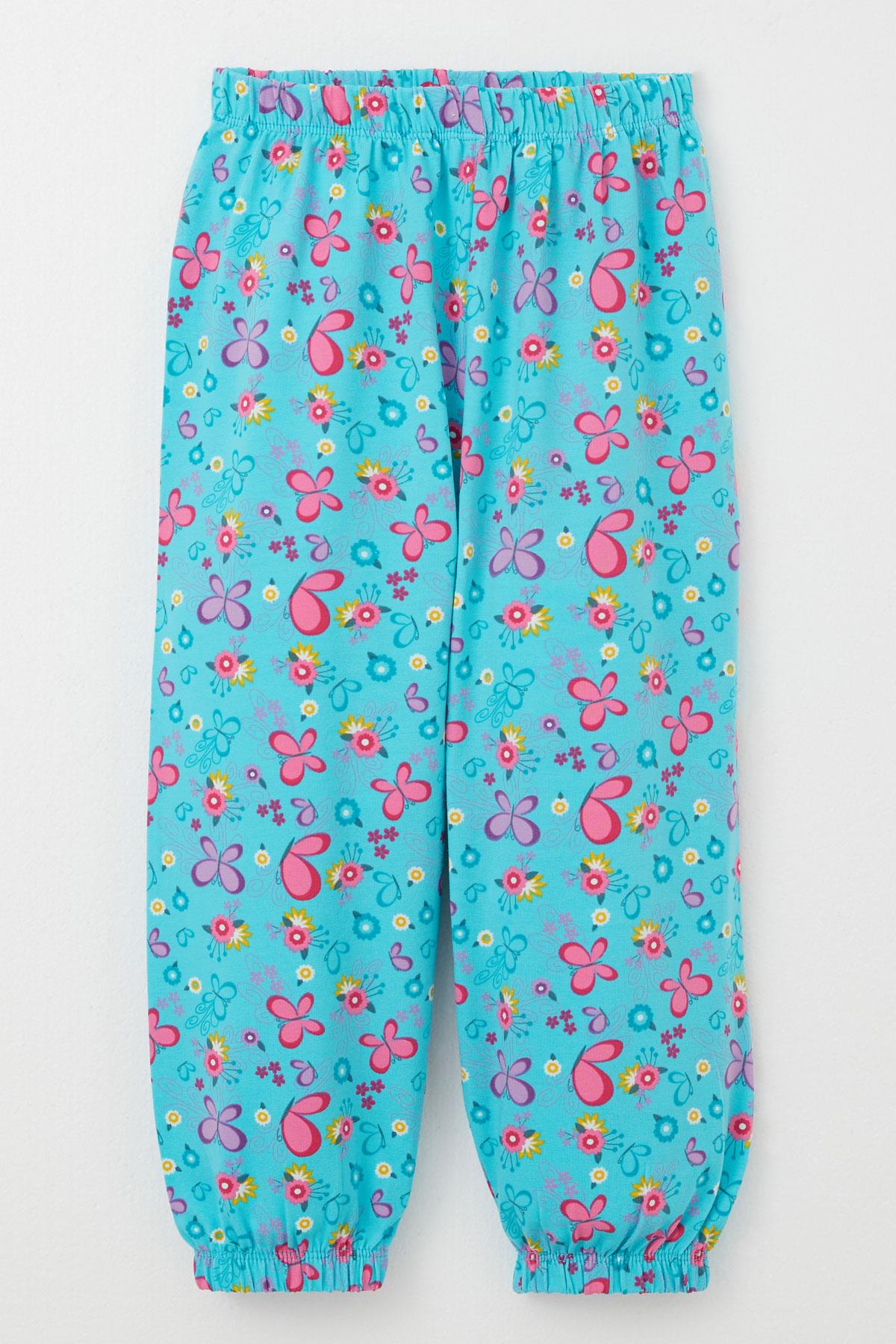 Breeze Kız Çocuk Pijama Takımı Kelebek Desenli Turkuaz (1-3 Yaş)