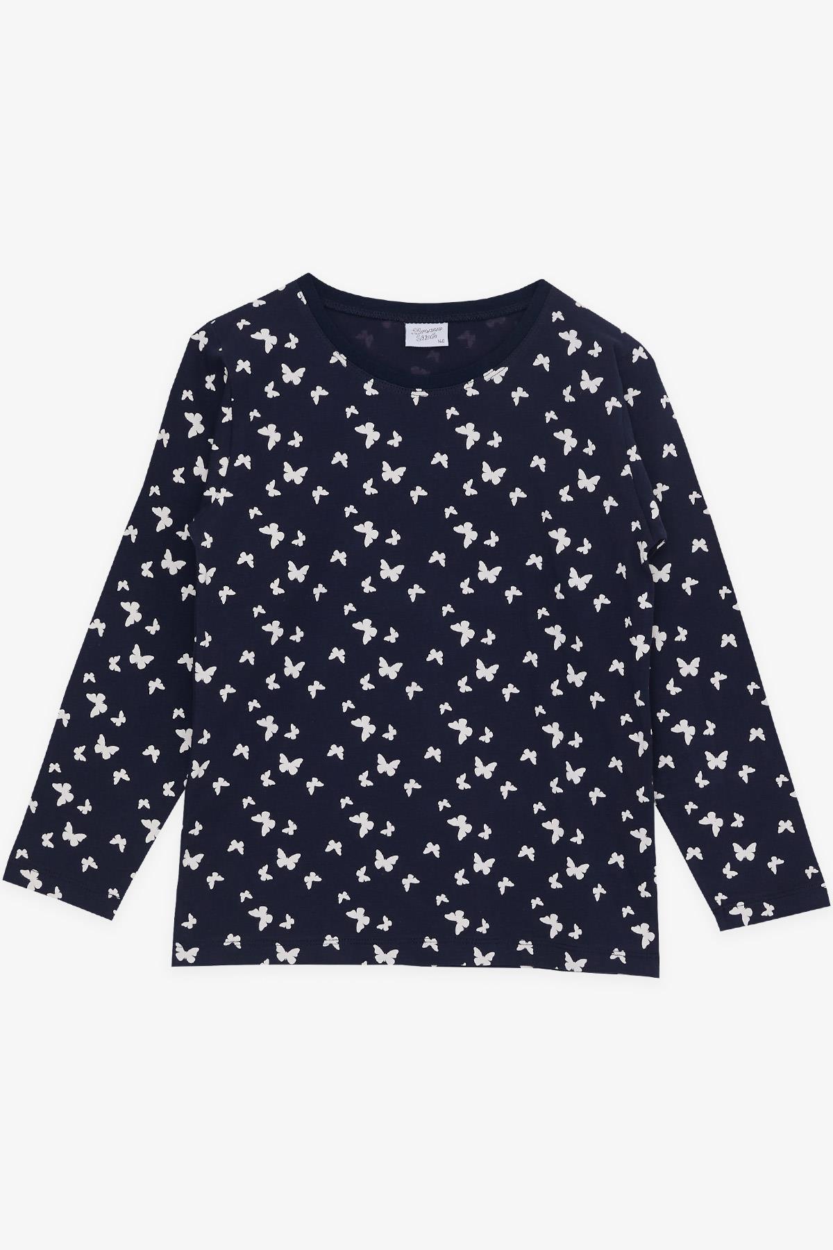 Breeze Kız Çocuk Pijama Takımı Kelebek Desenli Lacivert (9-12 Yaş)