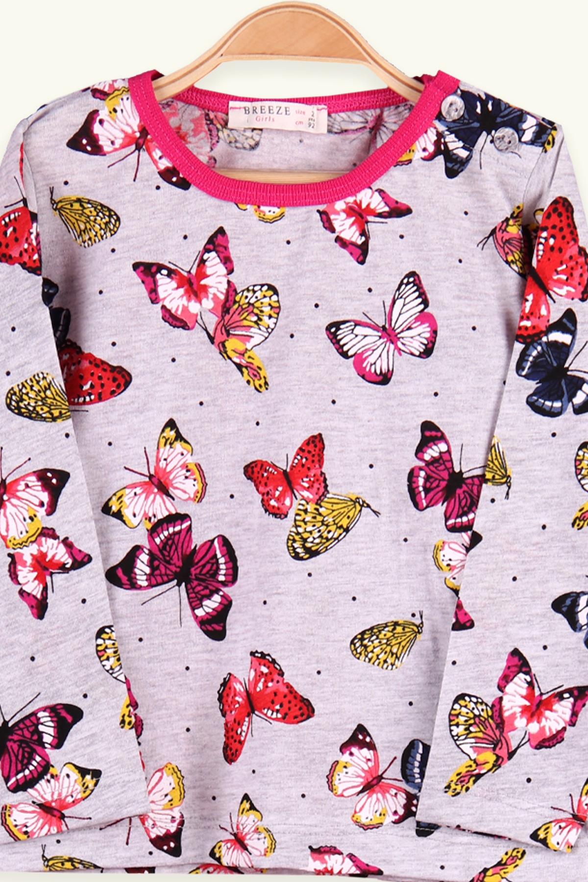 Breeze Kız Çocuk Pijama Takımı Kelebek Desenli Pembe (2-6 Yaş)