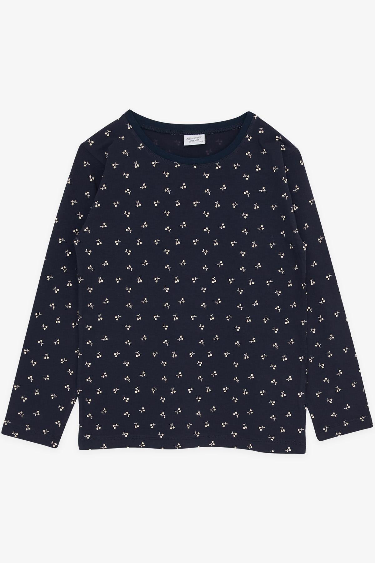 Breeze Kız Çocuk Pijama Takımı Kiraz Desenli Lacivert (9-12 Yaş)