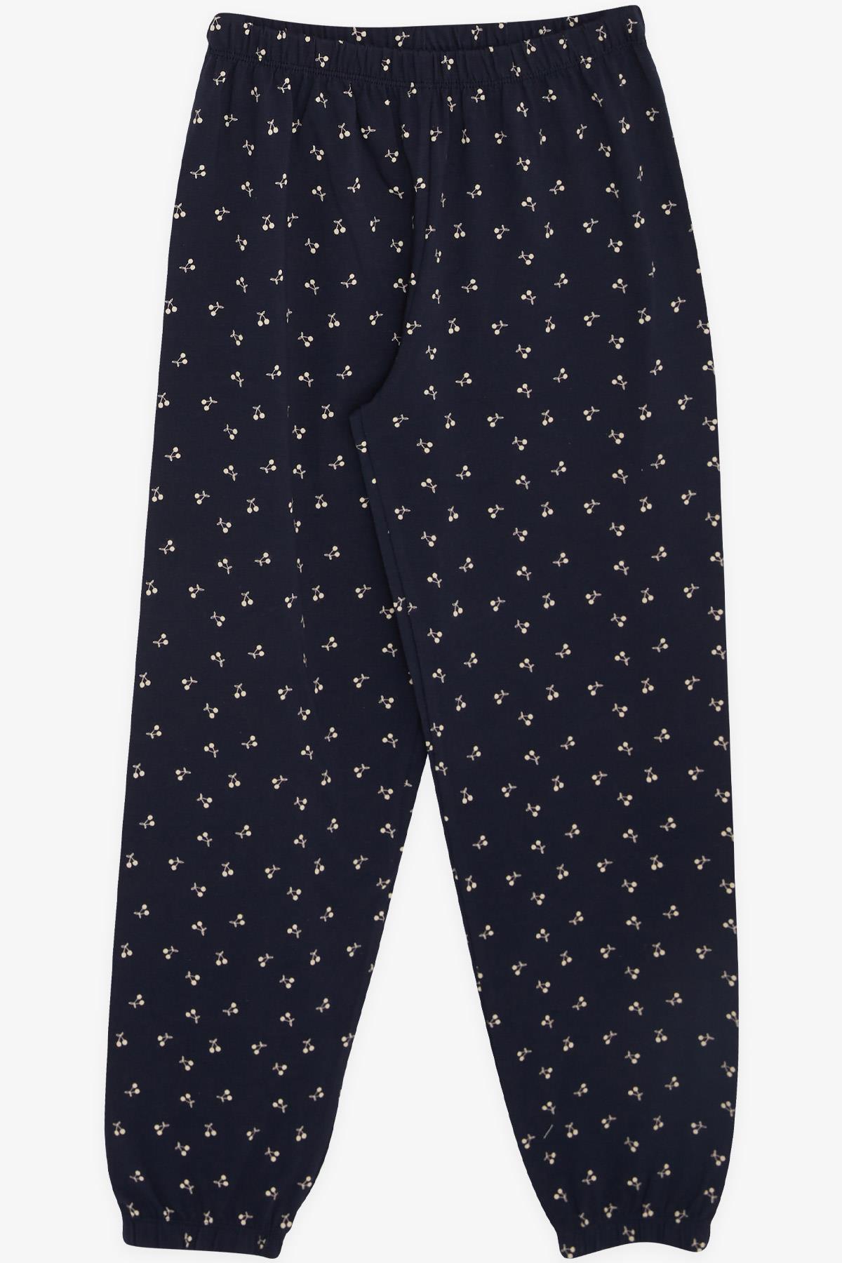 Breeze Kız Çocuk Pijama Takımı Kiraz Desenli Lacivert (9-12 Yaş)