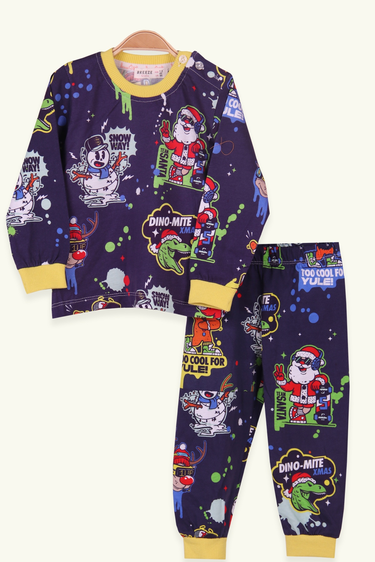 Breeze Kız Çocuk Pijama Takımı Kış Temalı Mor (1.5-5 Yaş)