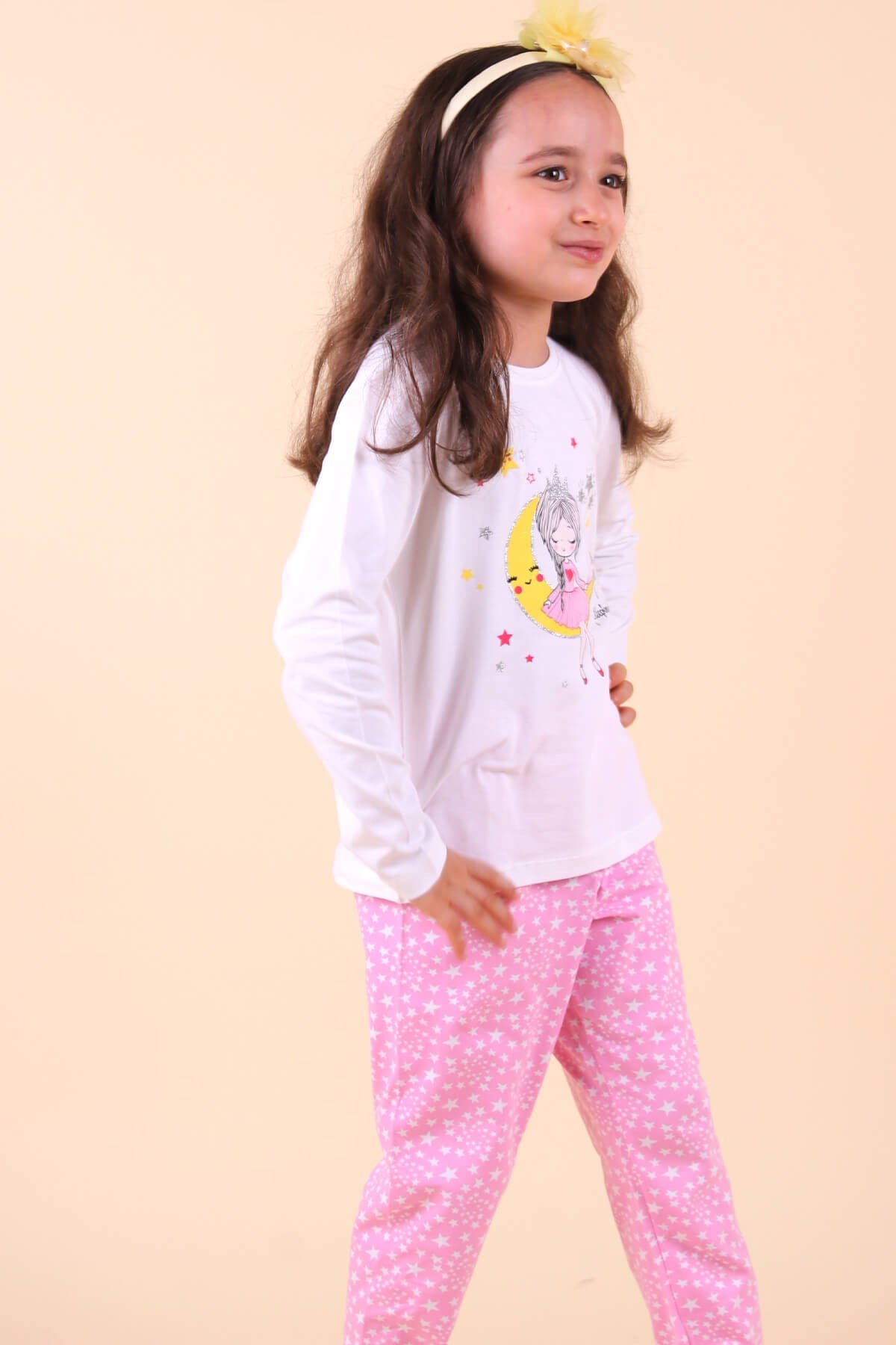 Breeze Kız Çocuk Pijama Takımı Kız Baskılı Ekru (3-7 Yaş)