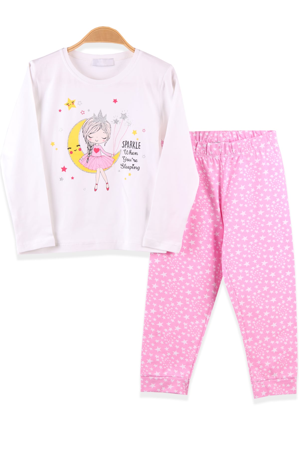 BREEZE Kız Çocuk Pijama Takımı Kız Baskılı Ekru (3-7 Yaş)