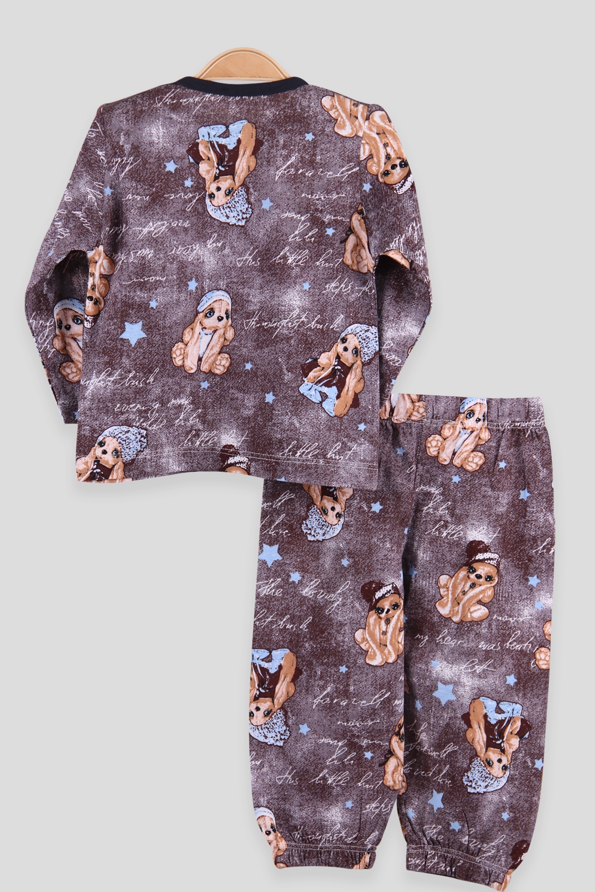 Breeze Kız Çocuk Pijama Takımı Köpek Desenli Füme (1-4 Yaş)