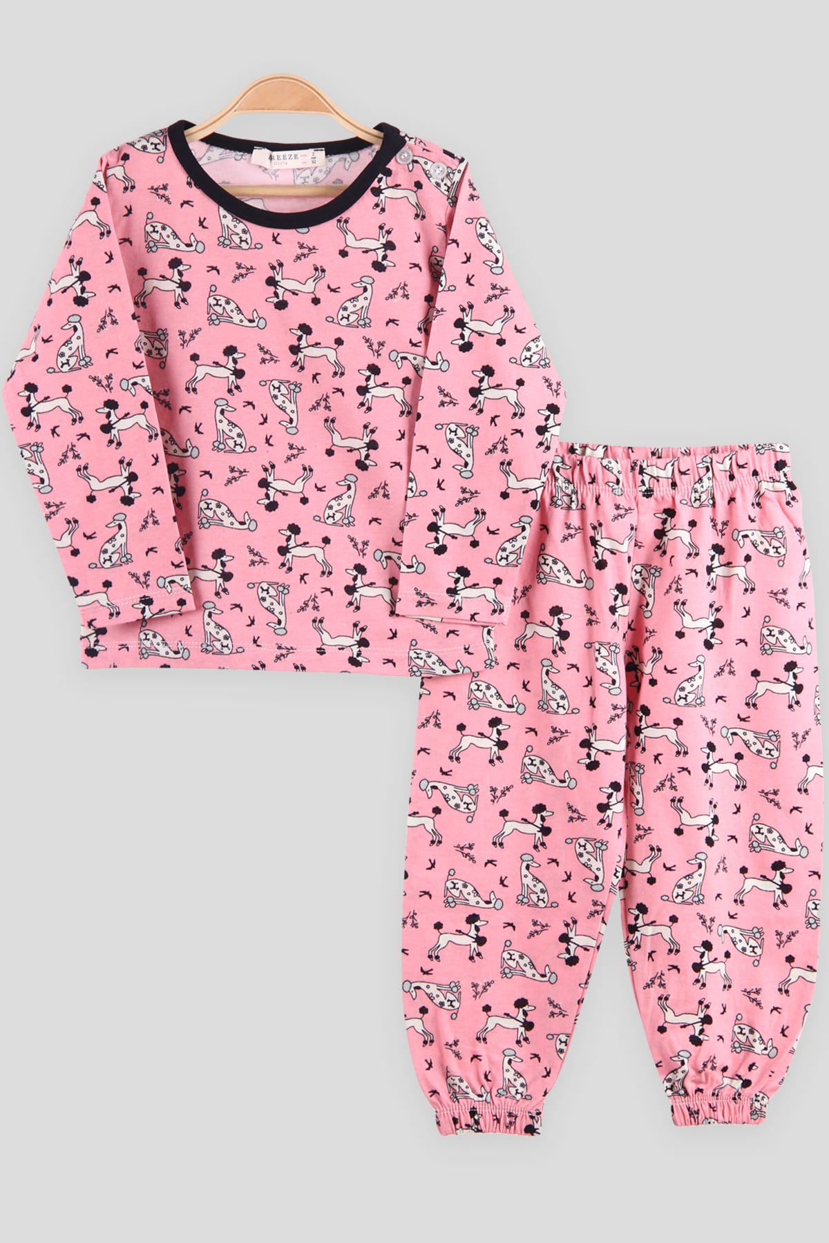 Breeze Kız Çocuk Pijama Takımı Köpekli Pembe (2-6 Yaş)