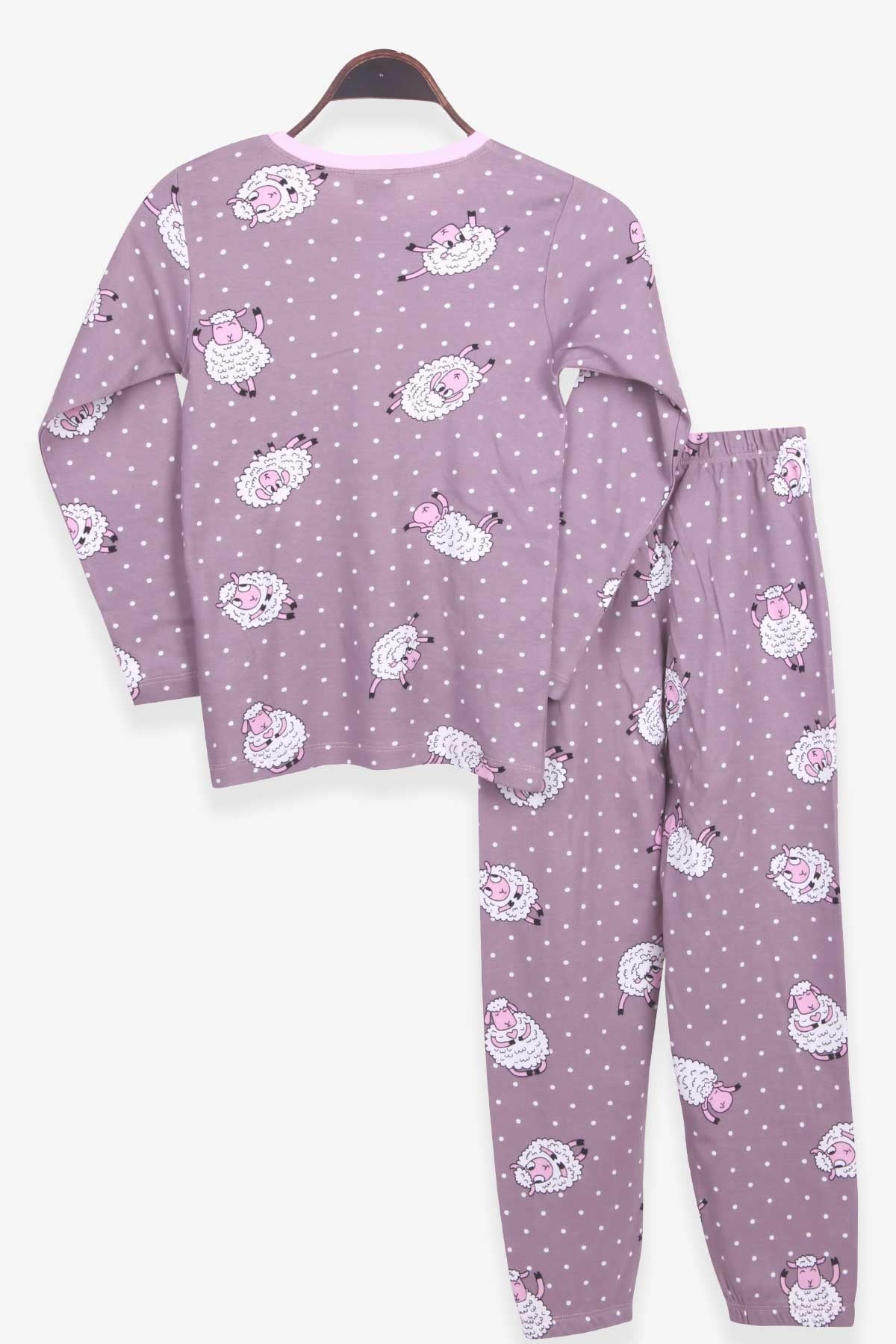 Breeze Kız Çocuk Pijama Takımı Koyuncuk Desenli Füme (9-12 Yaş)