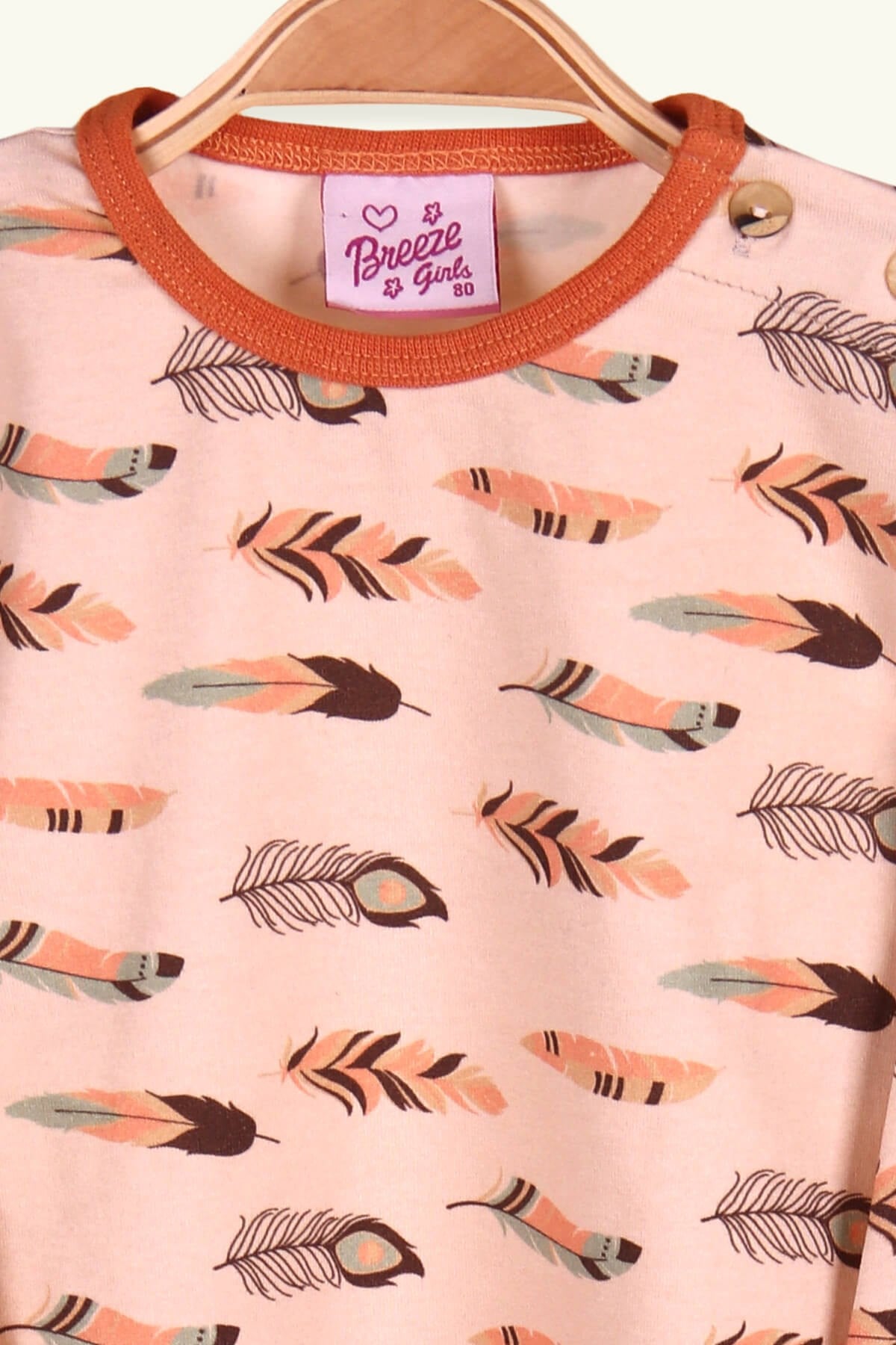 Breeze Kız Çocuk Pijama Takımı Kuş Tüyü Desenli Vizon (1-4 Yaş)