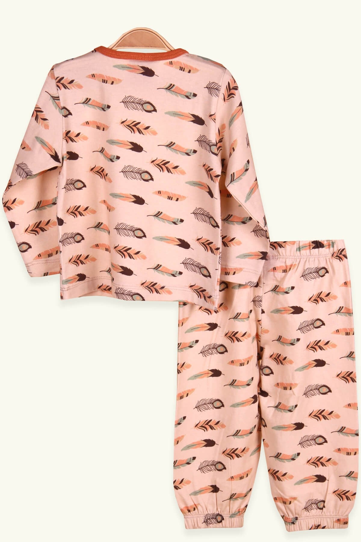 Breeze Kız Çocuk Pijama Takımı Kuş Tüyü Desenli Vizon (1-4 Yaş)