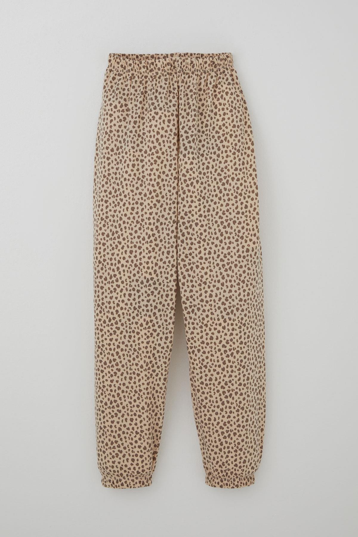 Breeze Kız Çocuk Pijama Takımı Leopar Desenli Bej (4-8 Yaş)