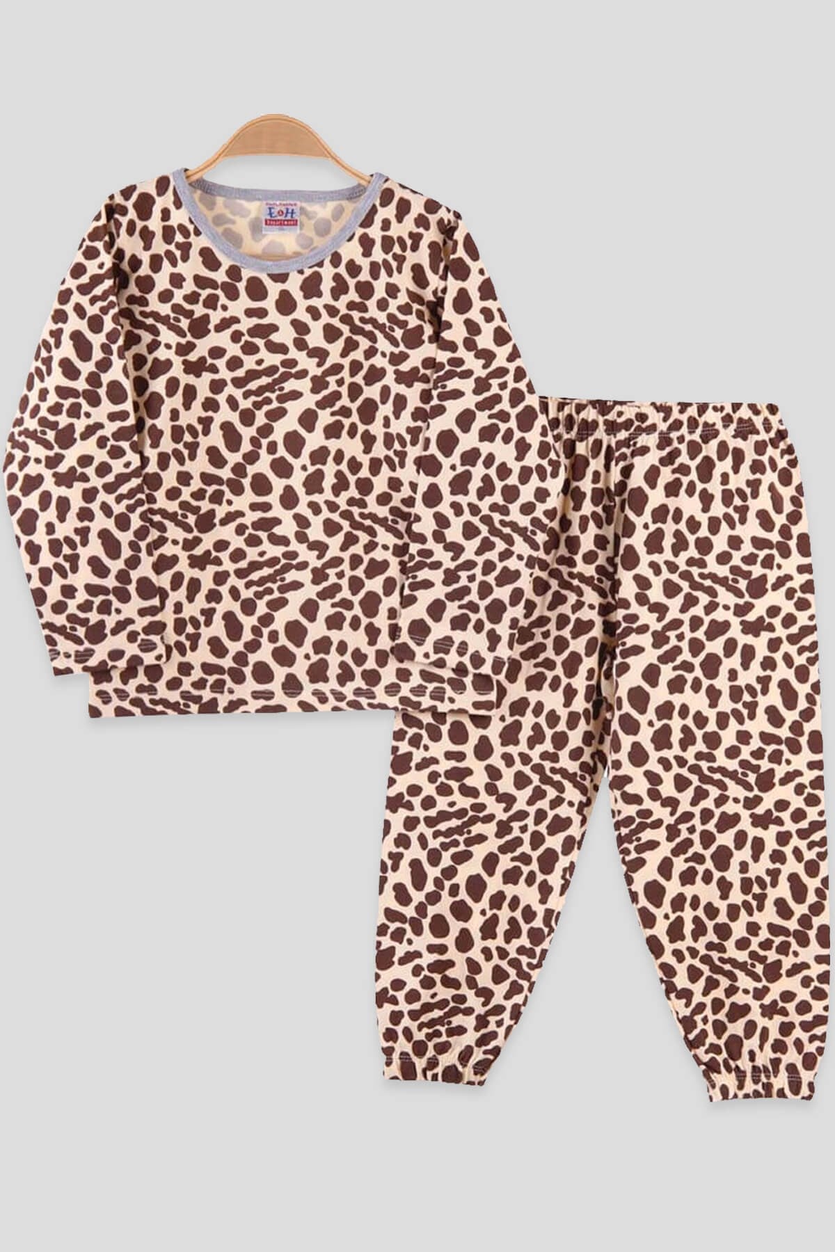 Breeze Kız Çocuk Pijama Takımı Leoparlı Kahverengi-Sarı (1-4 Yaş)