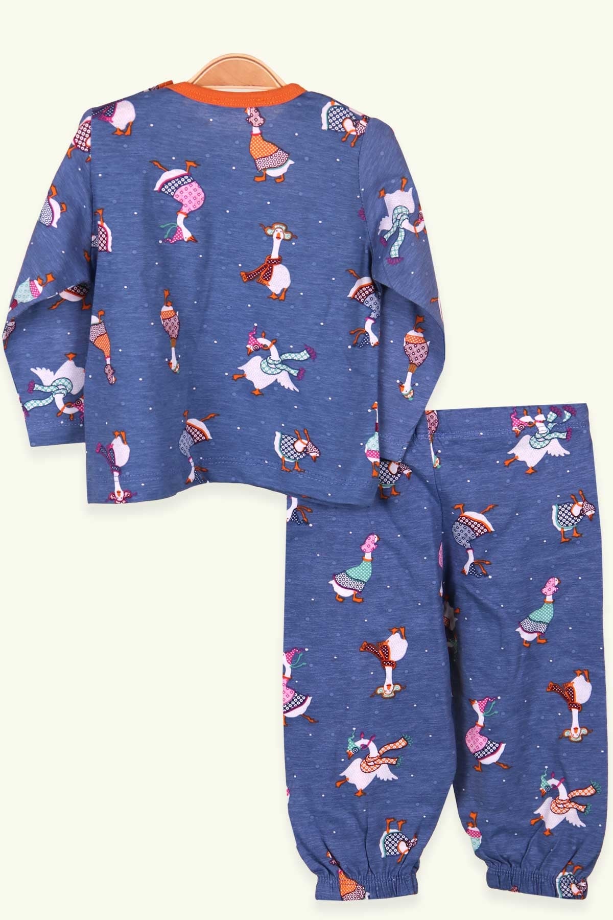 Breeze Kız Çocuk Pijama Takımı Leylek Desenli İndigo (1-4 Yaş)
