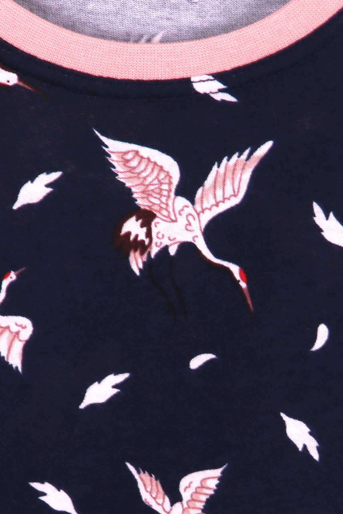 Breeze Kız Çocuk Pijama Takımı Leylek Desenli Lacivert (2-6 Yaş)