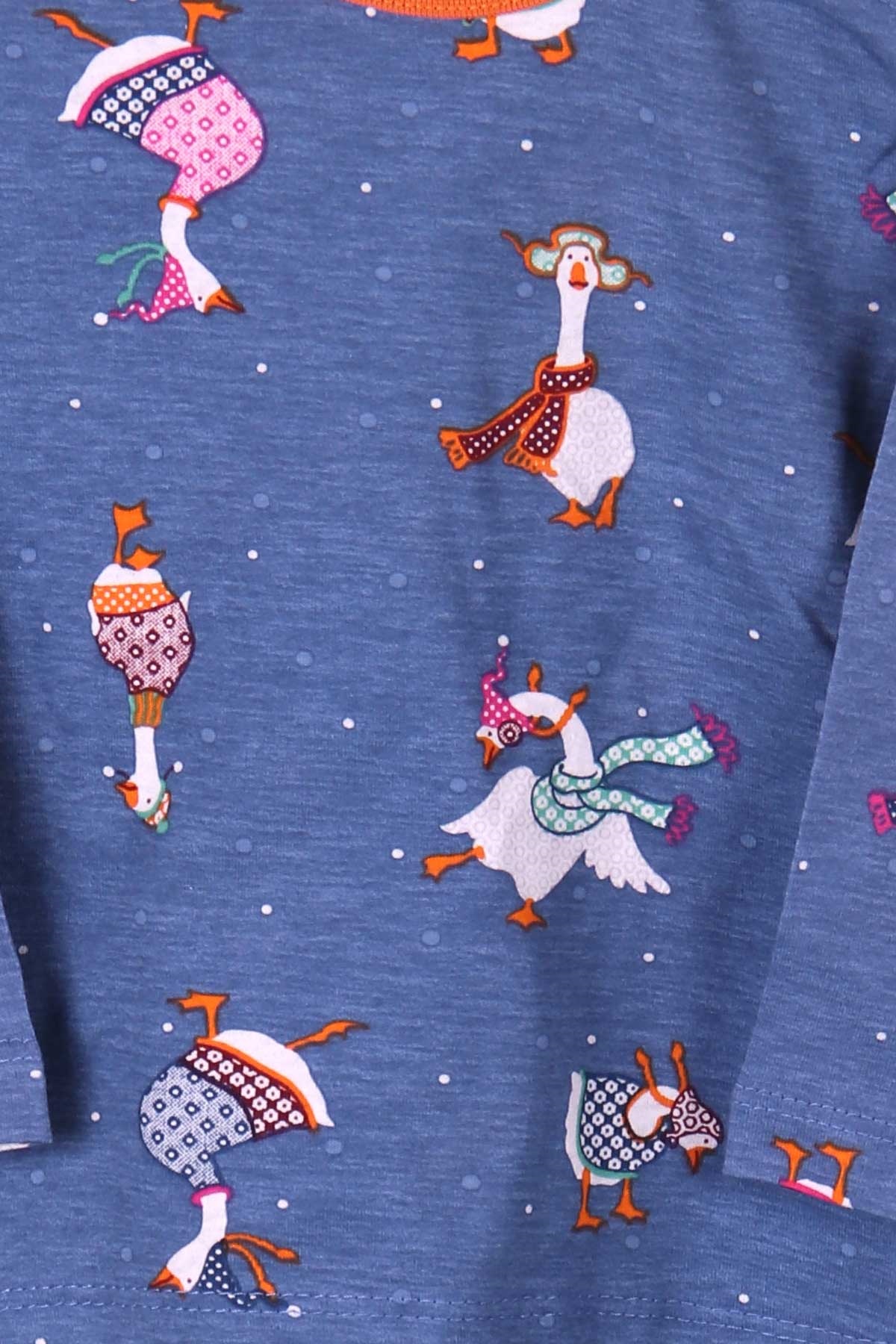 Breeze Kız Çocuk Pijama Takımı Leylek Desenli İndigo (1-4 Yaş)
