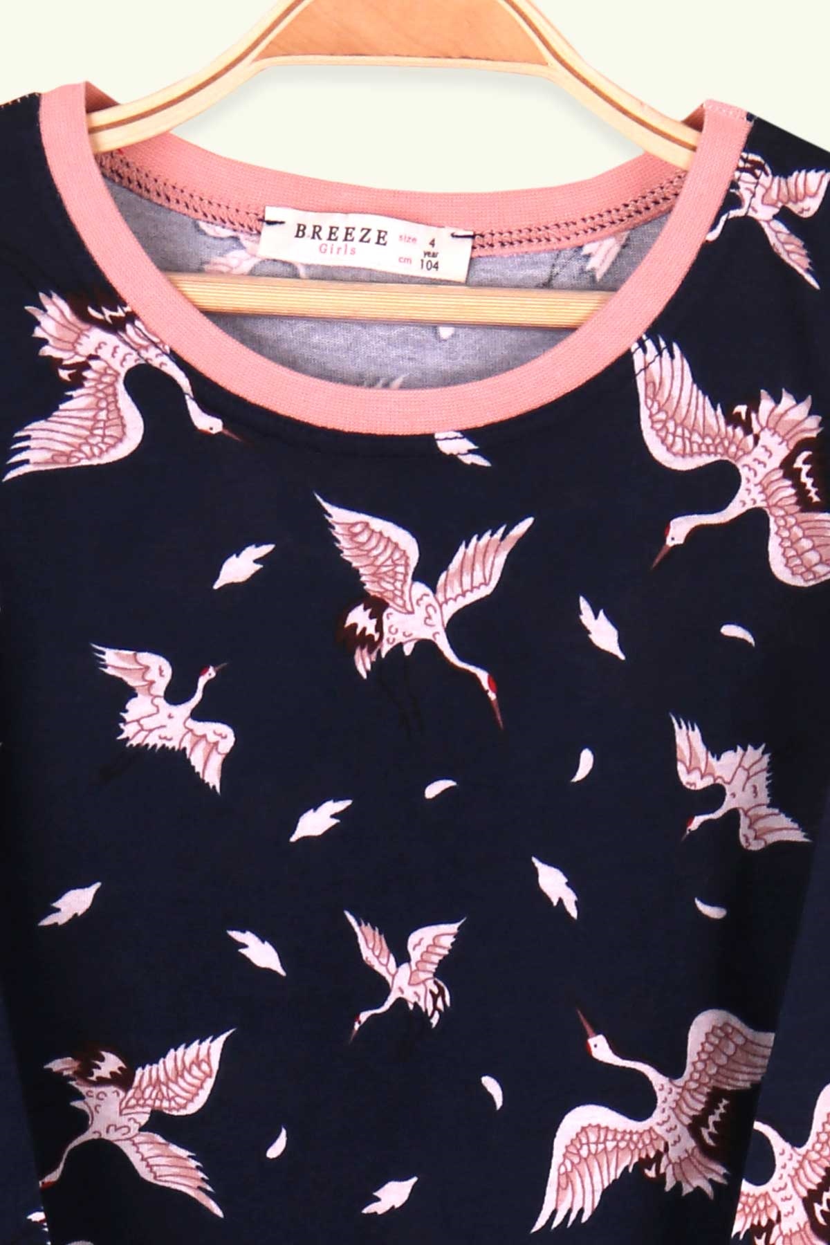 Breeze Kız Çocuk Pijama Takımı Leylek Desenli Lacivert (2-6 Yaş)