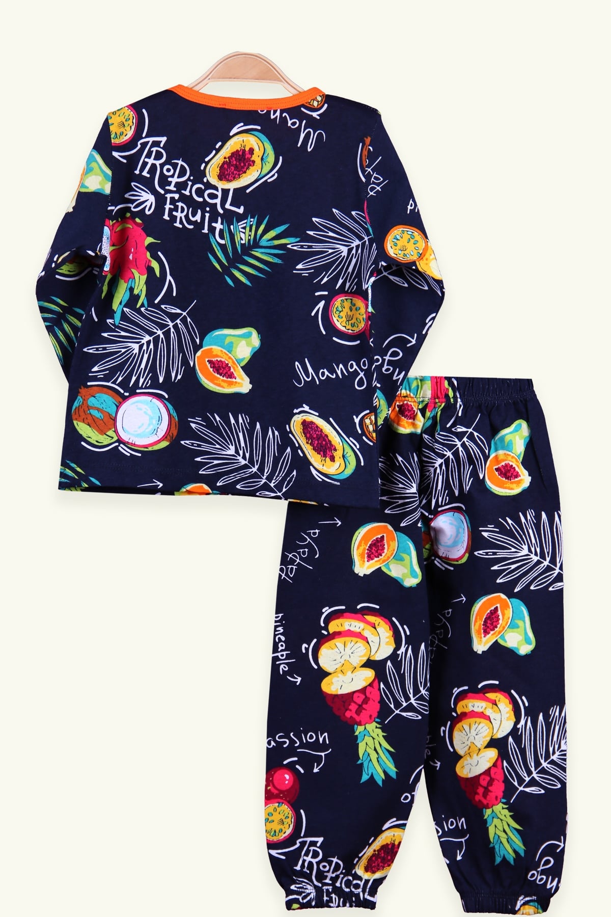 Breeze Kız Çocuk Pijama Takımı Mango Desenli Turuncu (2-6 Yaş)