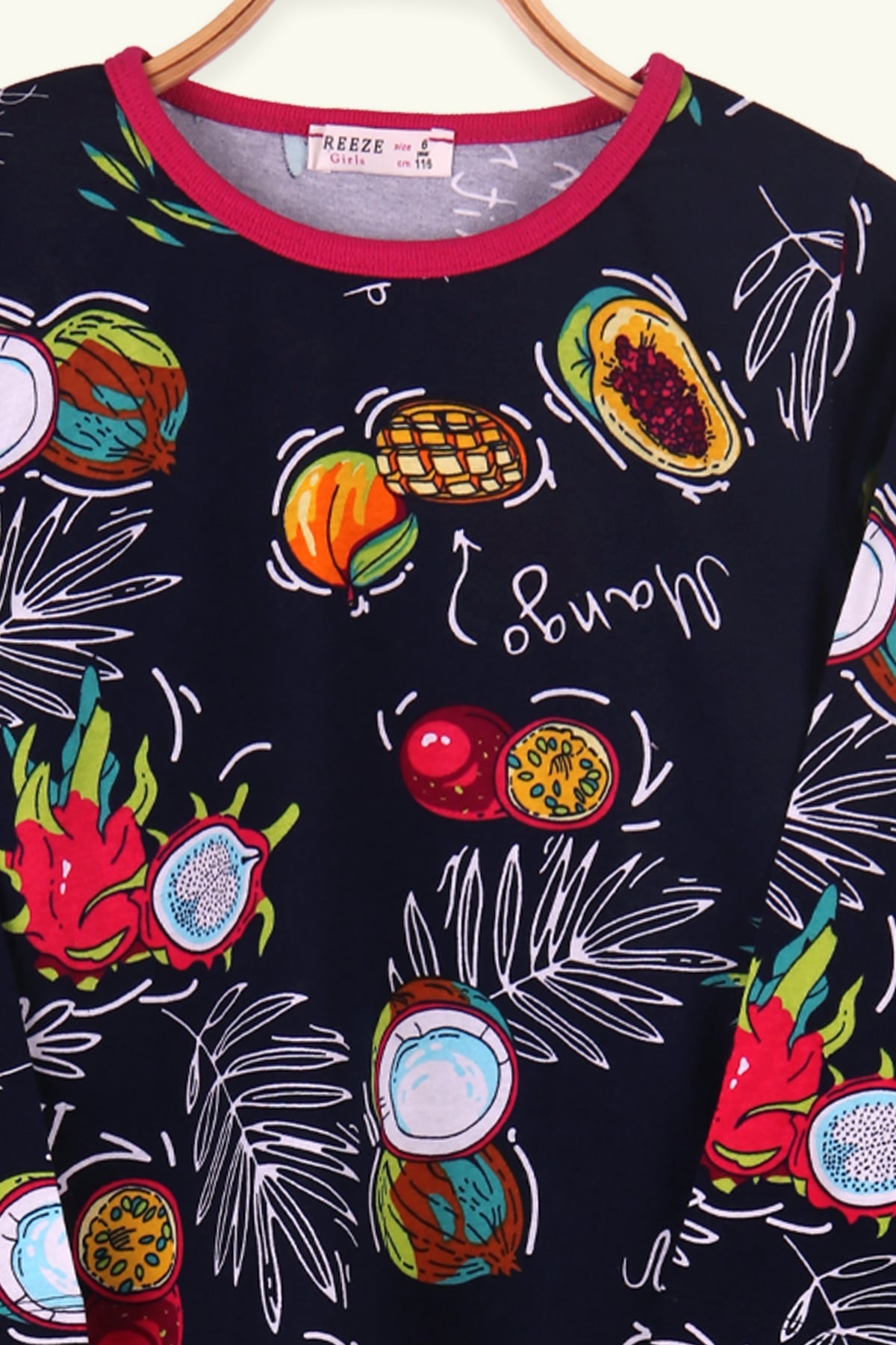 Breeze Kız Çocuk Pijama Takımı Mango Desenli Fuşya (6-10 Yaş)