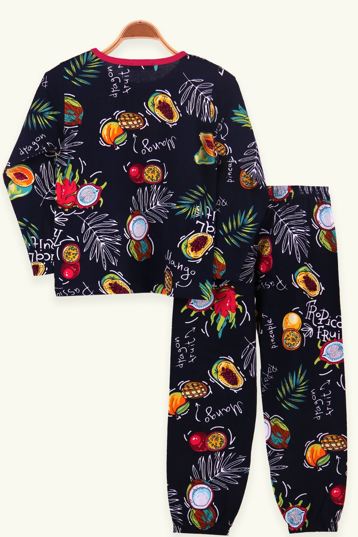 Breeze Kız Çocuk Pijama Takımı Mango Desenli Fuşya (6-10 Yaş)