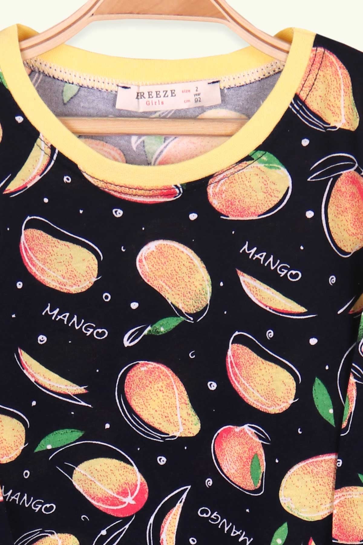 Breeze Kız Çocuk Pijama Takımı Mango Desenli Lacivert (2-6 Yaş)