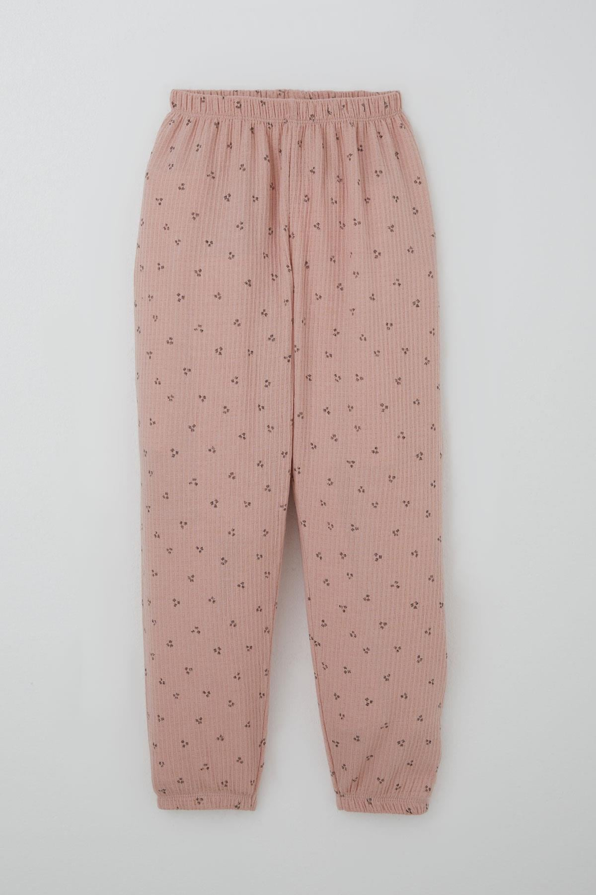 Breeze Kız Çocuk Pijama Takımı Minimal Mini Desenli Gülkurusu (4-5 Yaş)