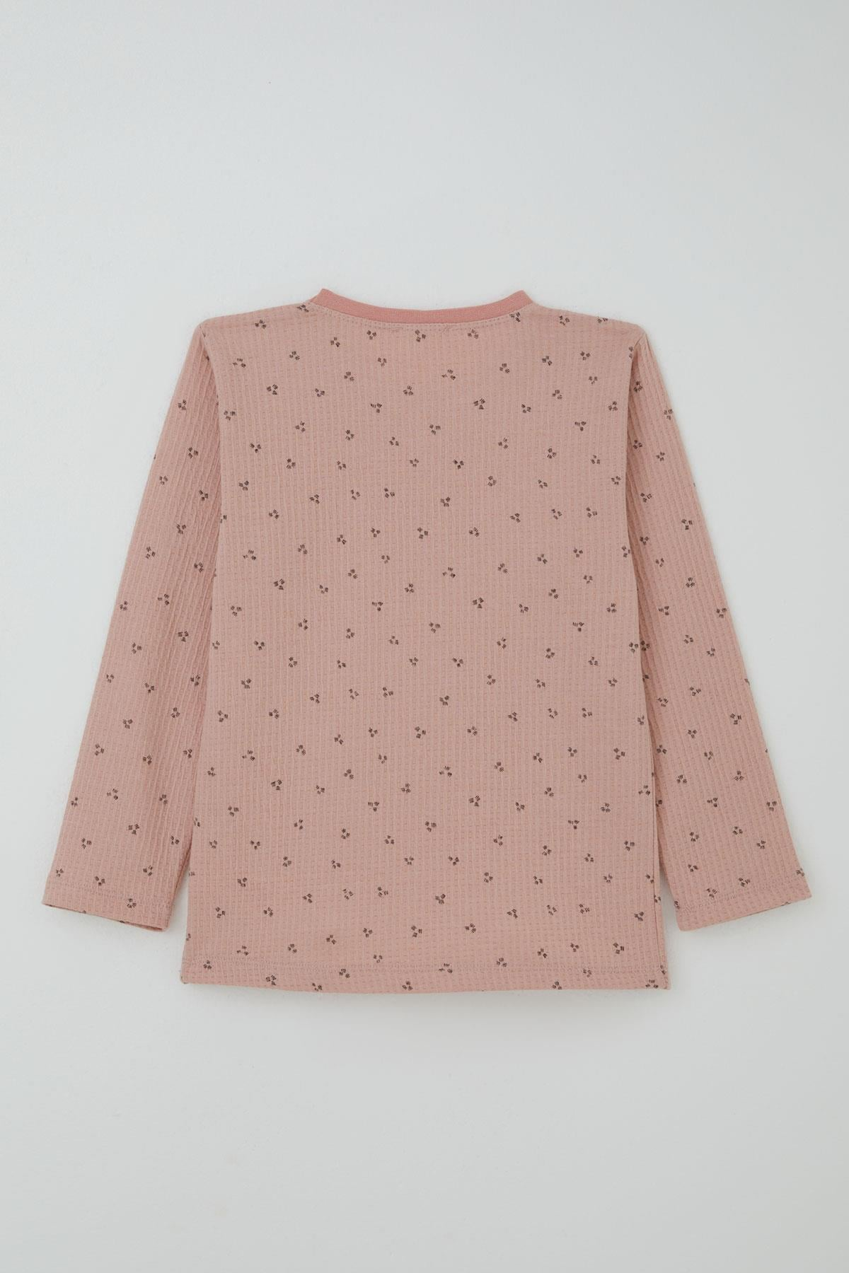 Breeze Kız Çocuk Pijama Takımı Minimal Mini Desenli Gülkurusu (4-5 Yaş)