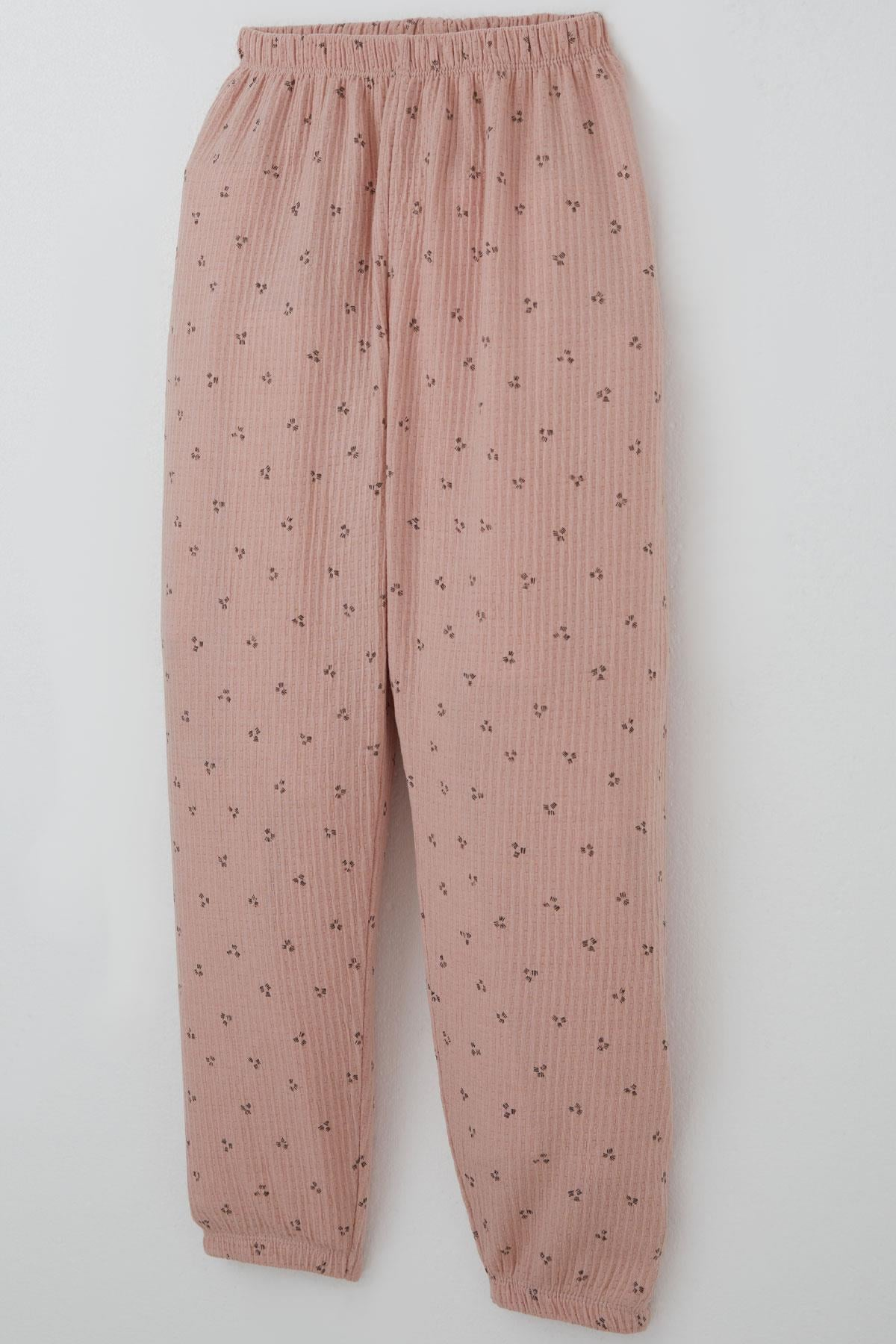 Breeze Kız Çocuk Pijama Takımı Minimal Mini Desenli Gülkurusu (4-5 Yaş)